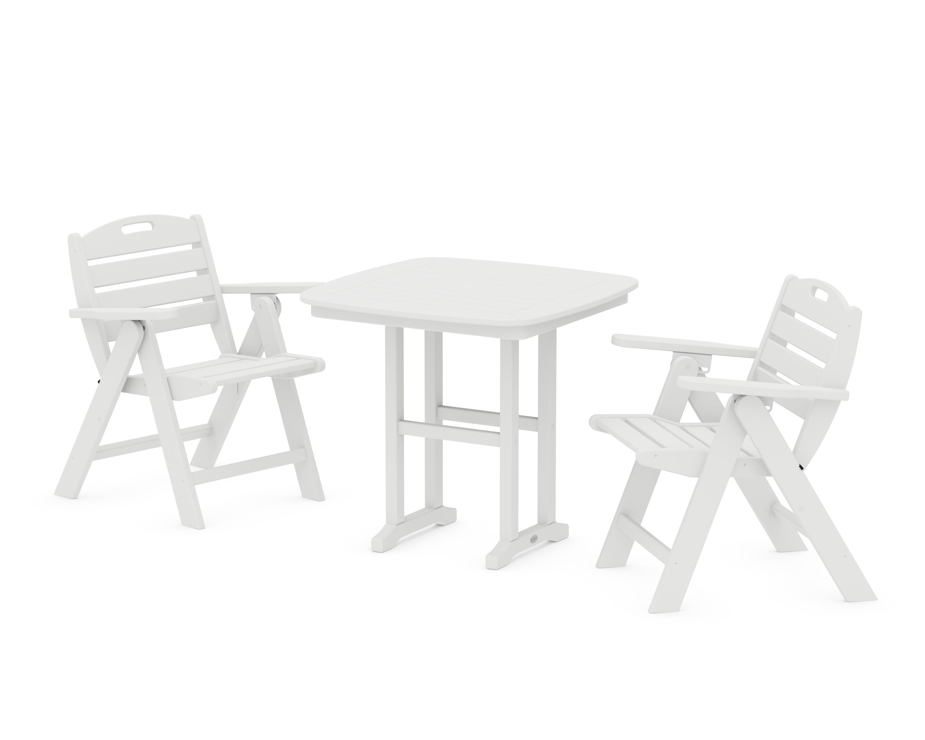 Nautical Folding Lowback Chair 3-Piece Dining Set in White