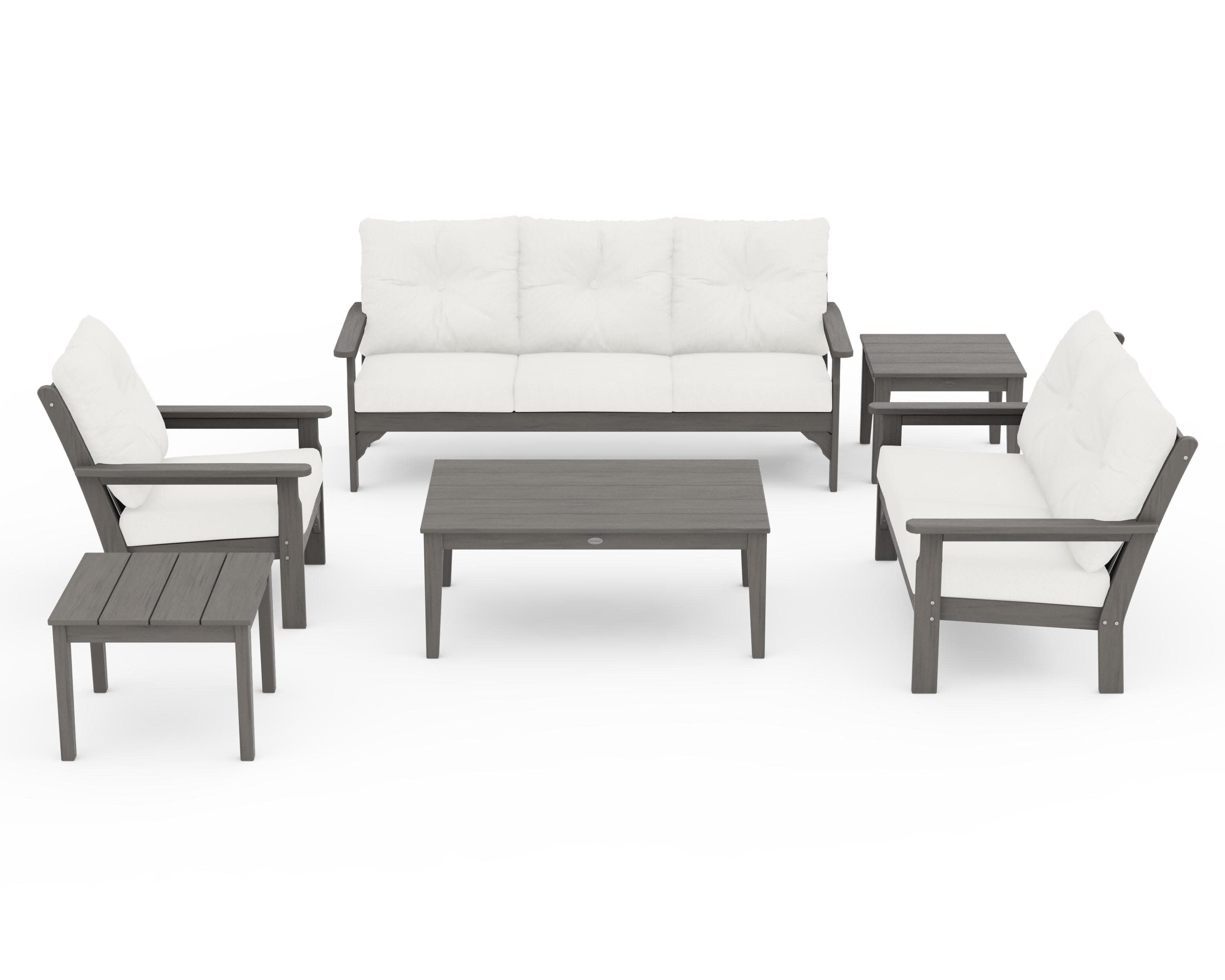 Vineyard 6-Piece Deep Seating Set in Driftwood / Natural Linen