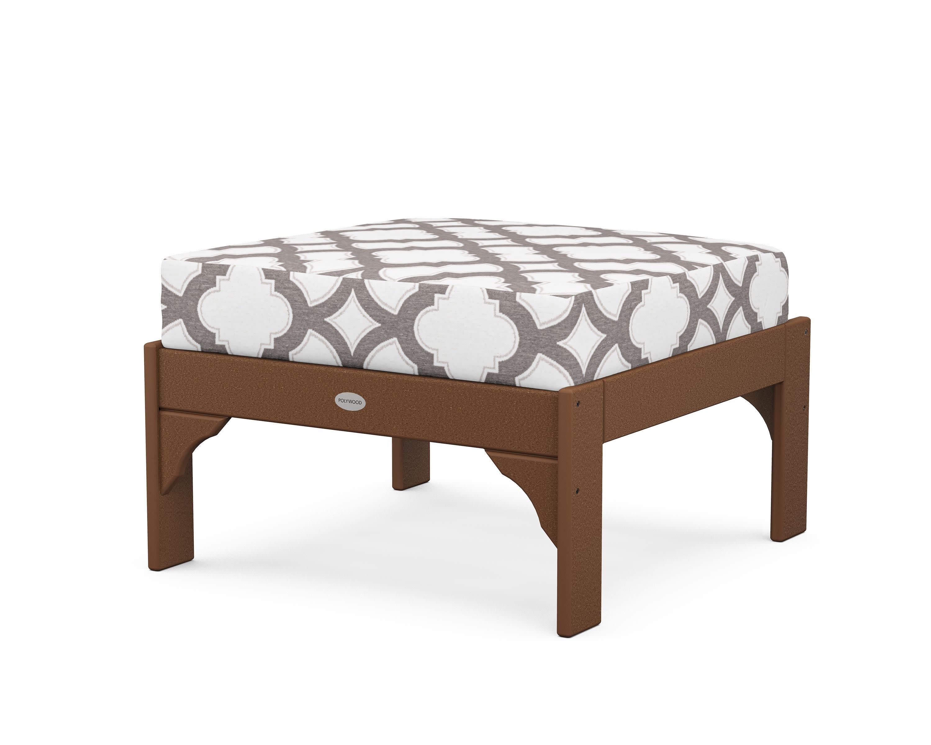 Vineyard Deep Seating Ottoman in Teak / Trellis Grey Mist