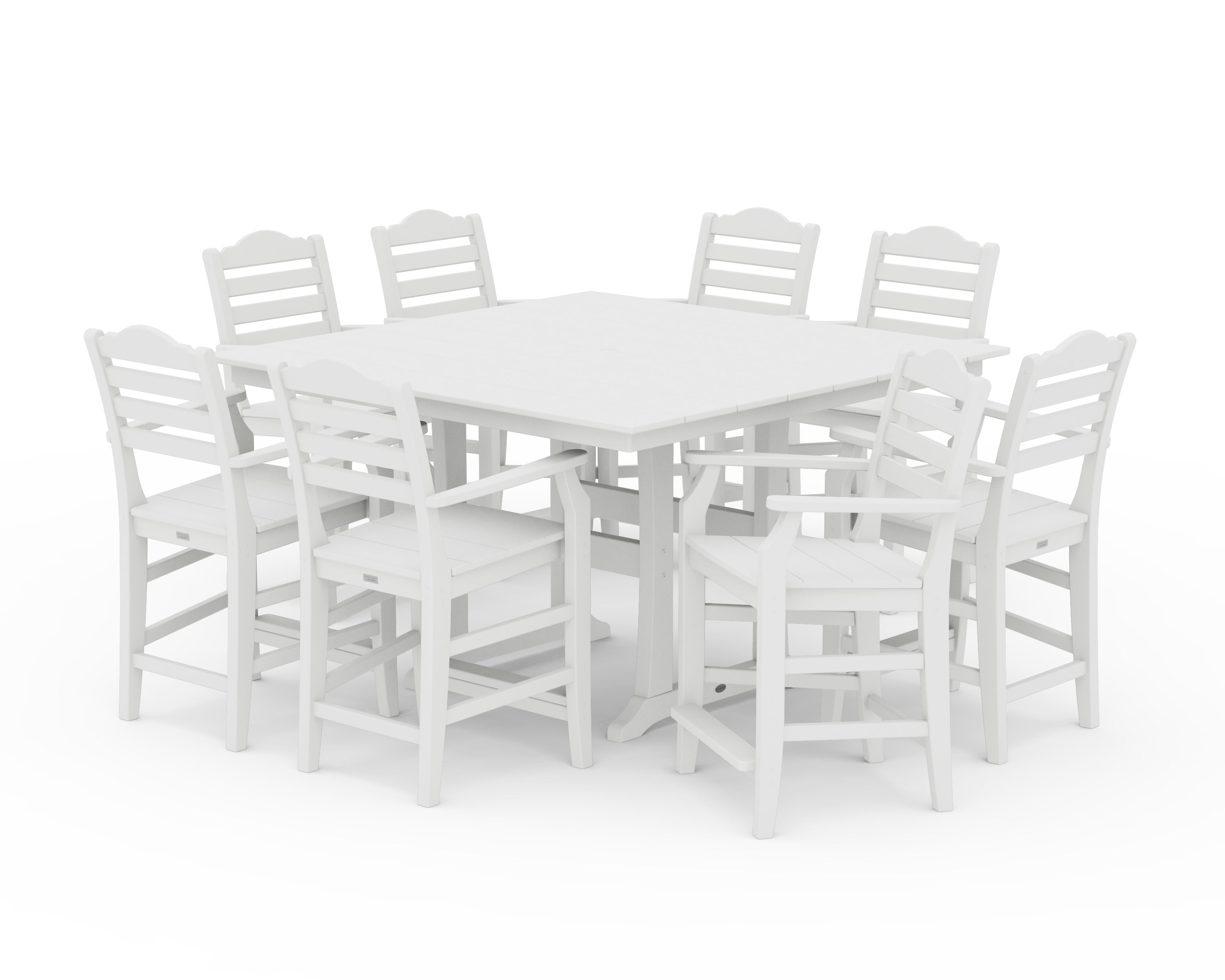 Savannah 9-Piece Square Farmhouse Counter Set with Trestle Legs in White