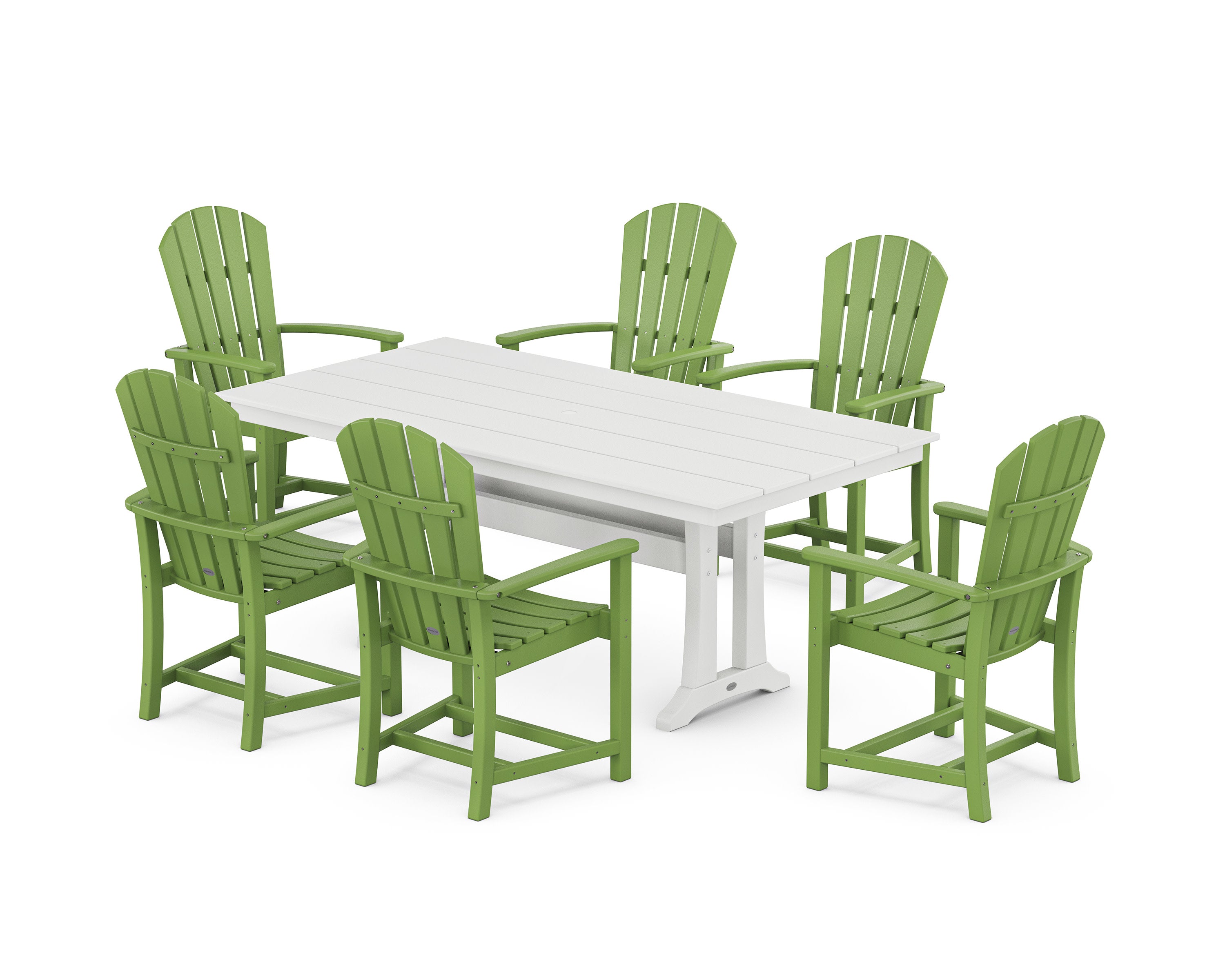 Palm Coast 7-Piece Dining Set with Trestle Legs in Lime / White