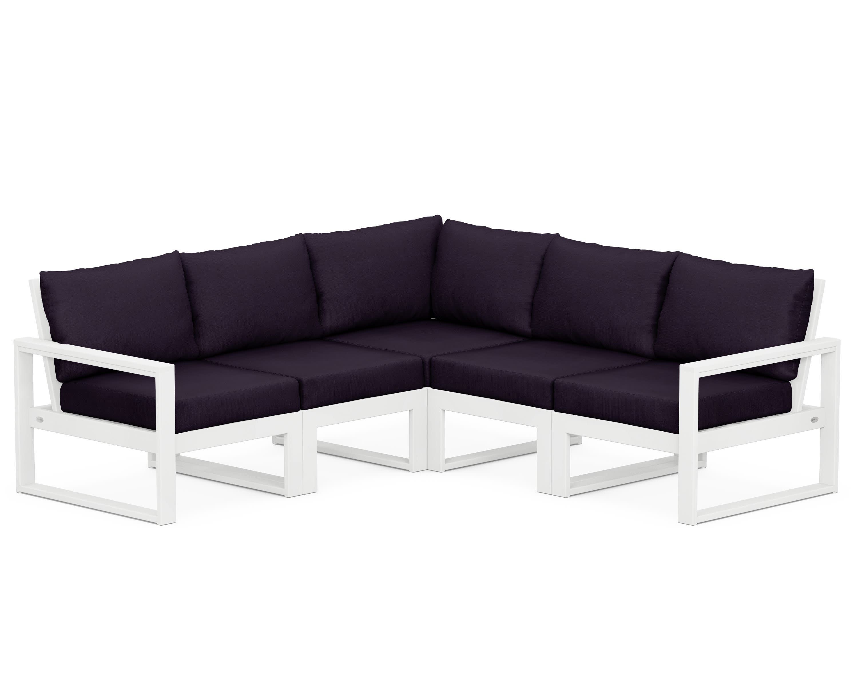 EDGE 5-Piece Modular Deep Seating Set in White / Navy Linen