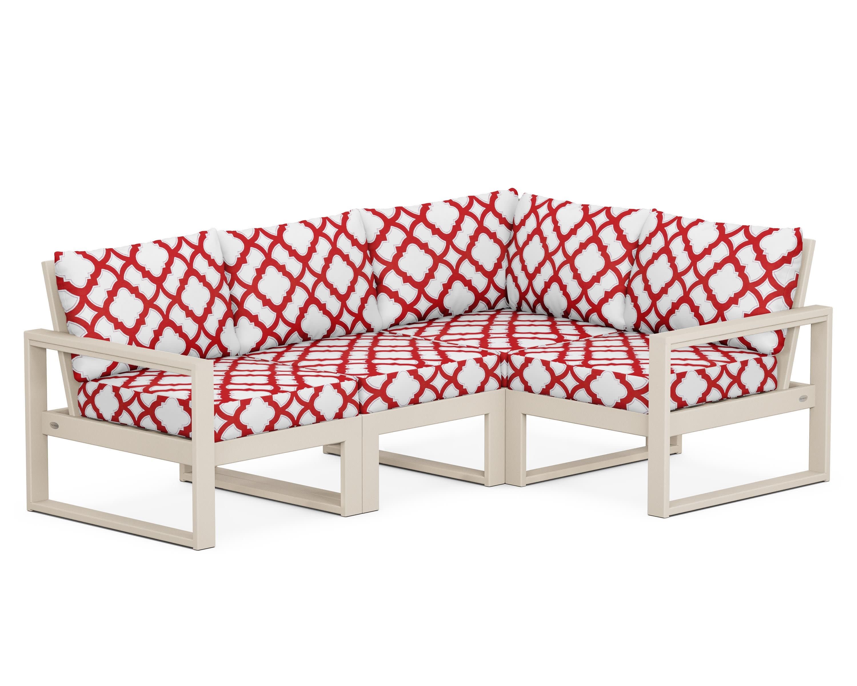 EDGE 4-Piece Modular Deep Seating Set in Sand / Trellis Crimson
