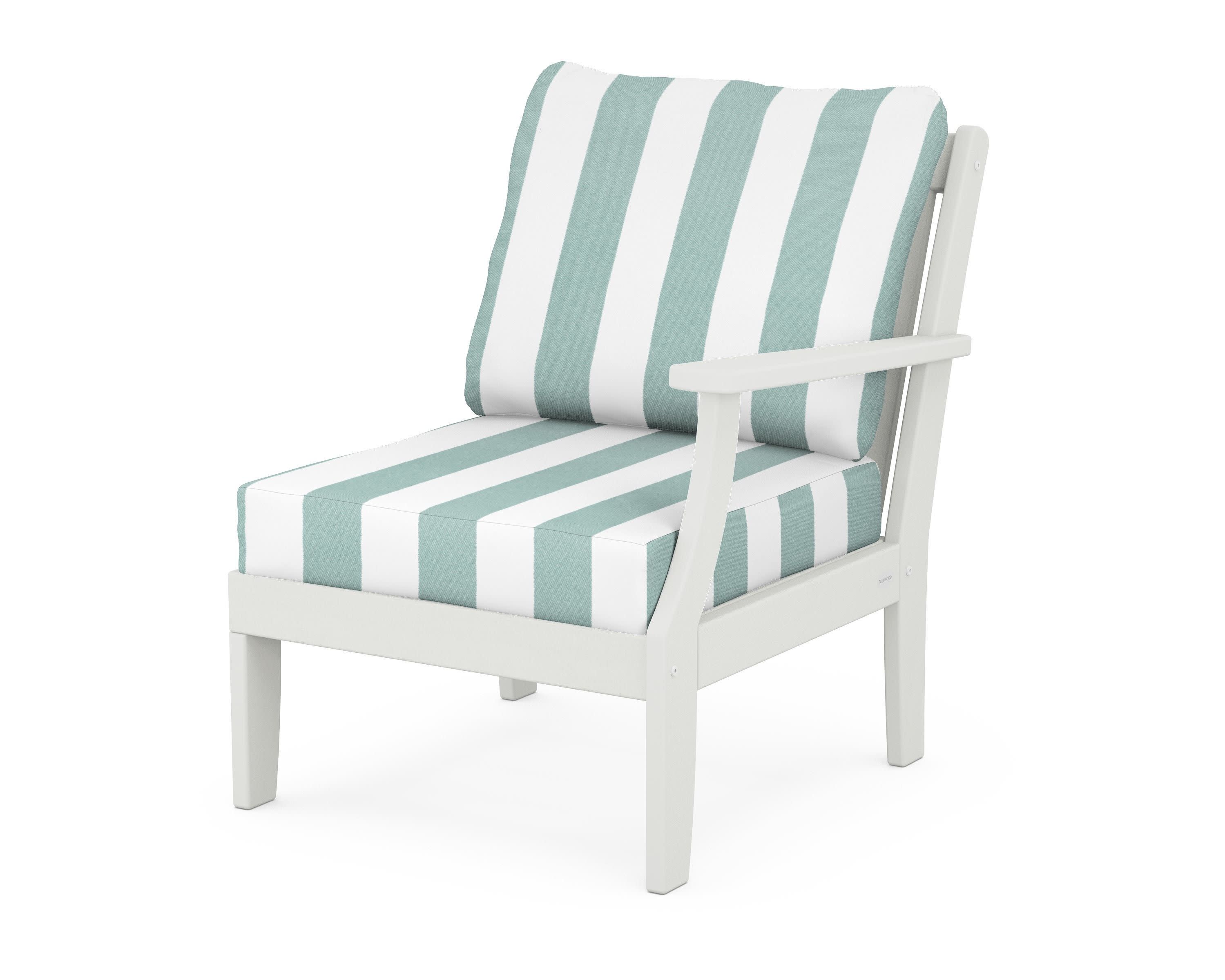 Braxton Modular Right Arm Chair in Vintage White / Cabana Stripe Glacier Spa
