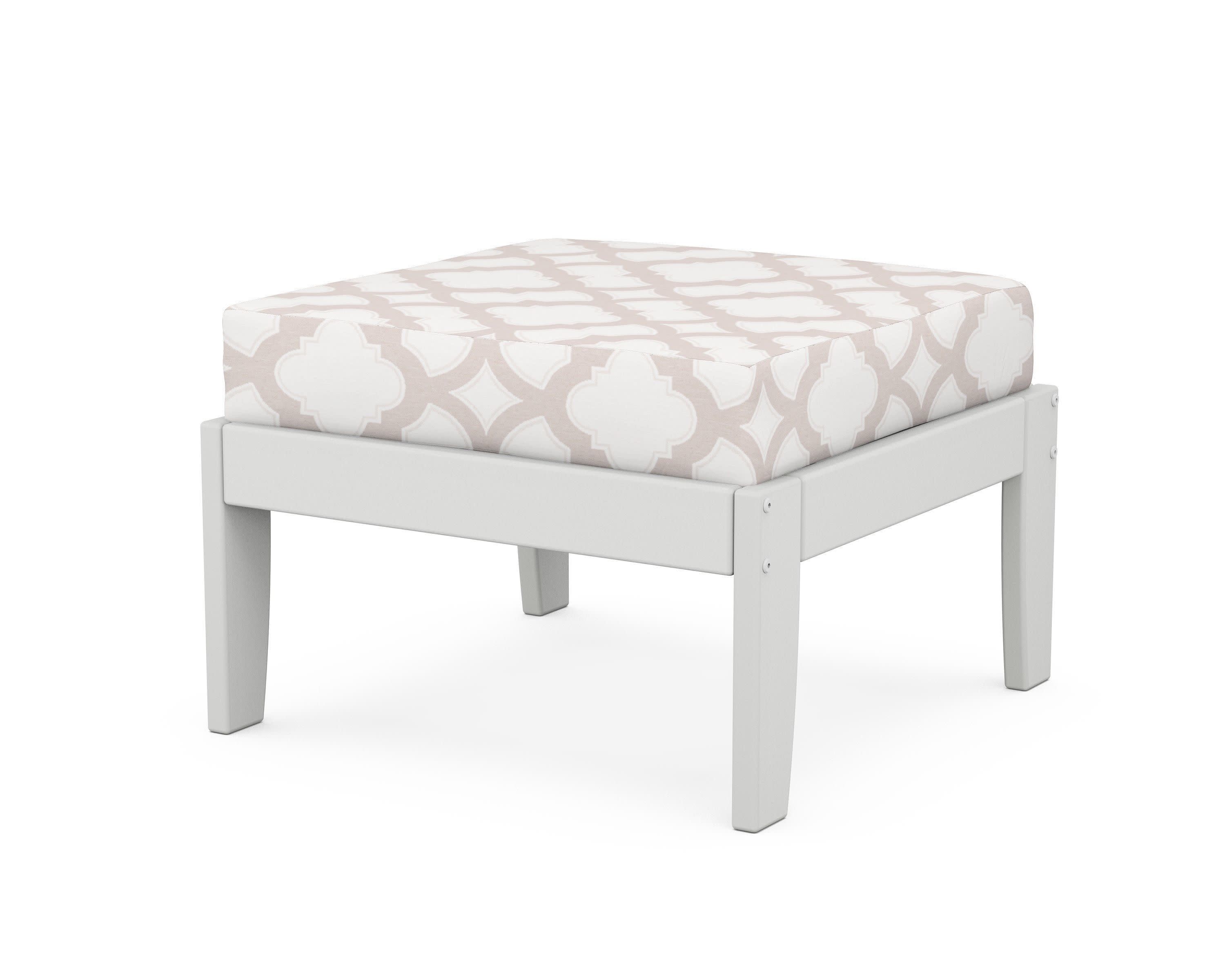 Modular Ottoman - Classic in White / Trellis Dune Burlap