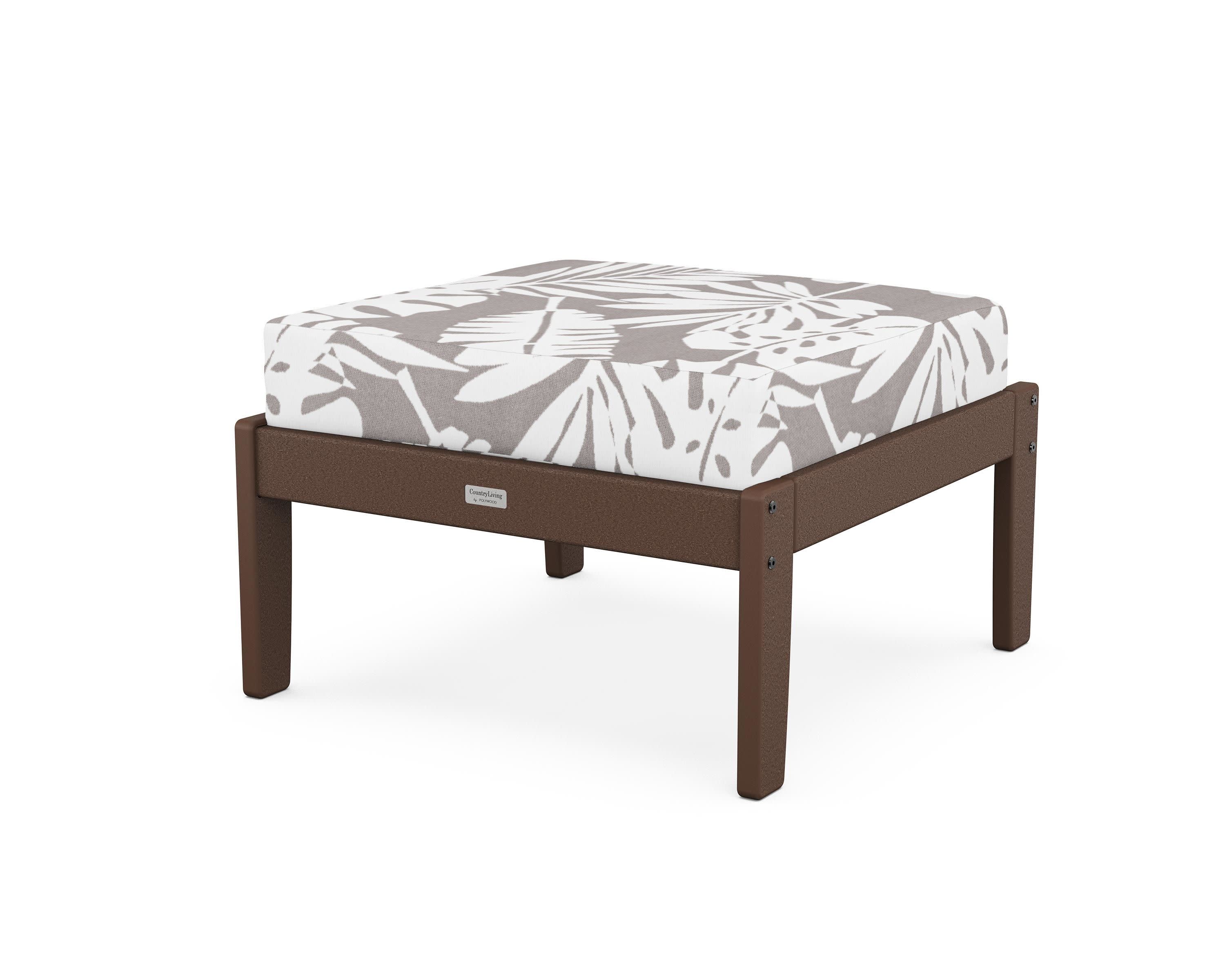 Cottage Deep Seating Ottoman in Mahogany / Leaf Grey Mist
