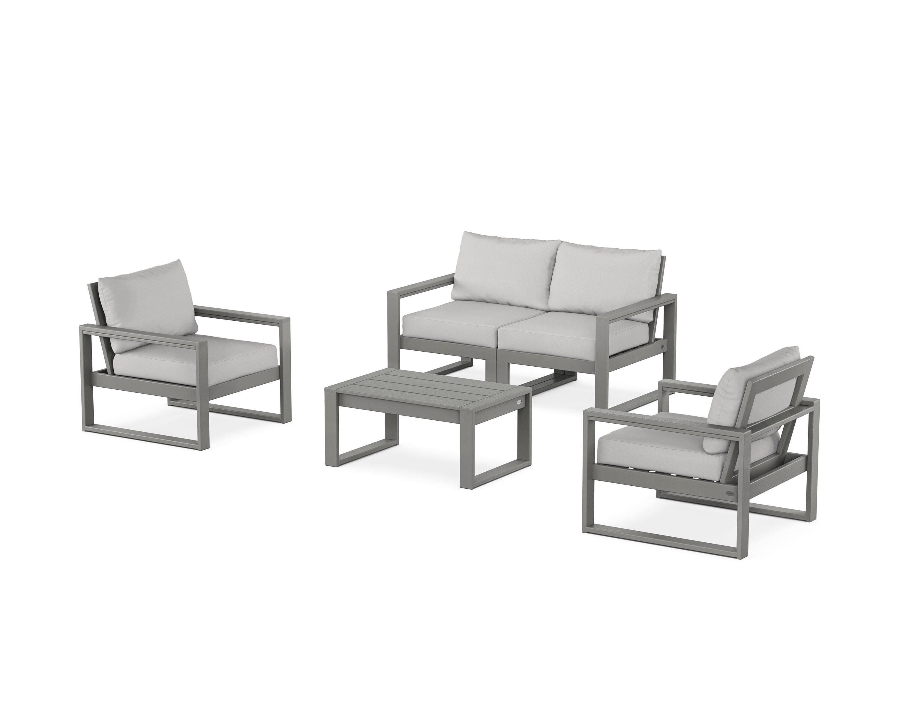 EDGE Sectional 4-Piece Deep Seating Set with Loveseat in Slate Grey / Diamond in the Rough