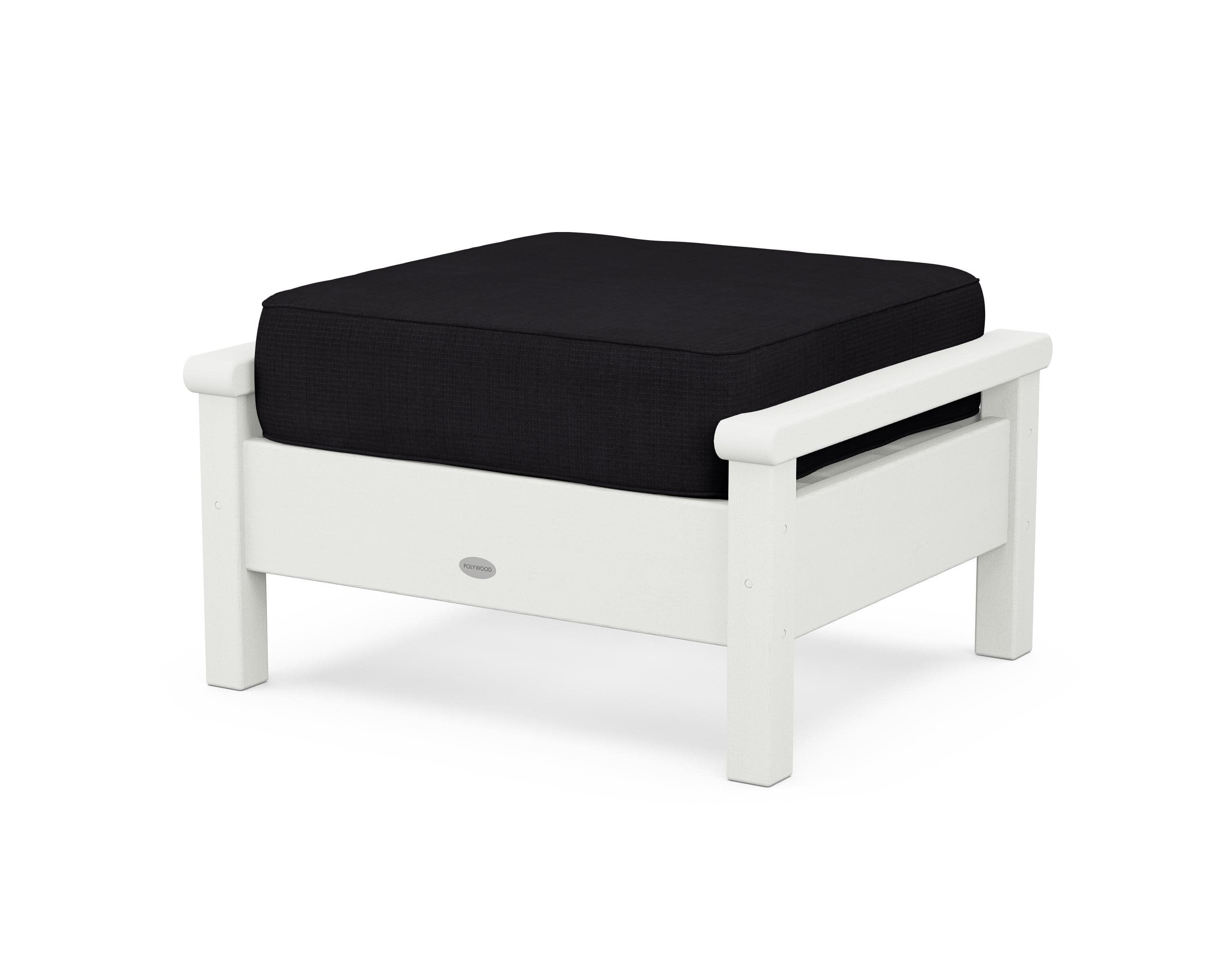 Harbour Deep Seating Ottoman in Vintage White / Midnight Linen