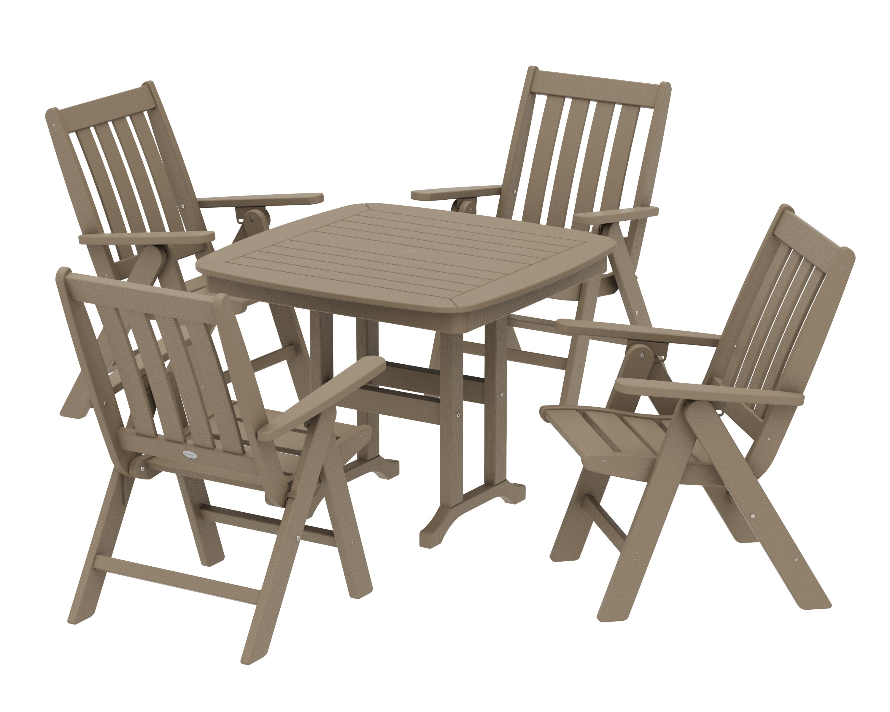 Vineyard Folding Chair 5-Piece Dining Set in Vintage Sahara
