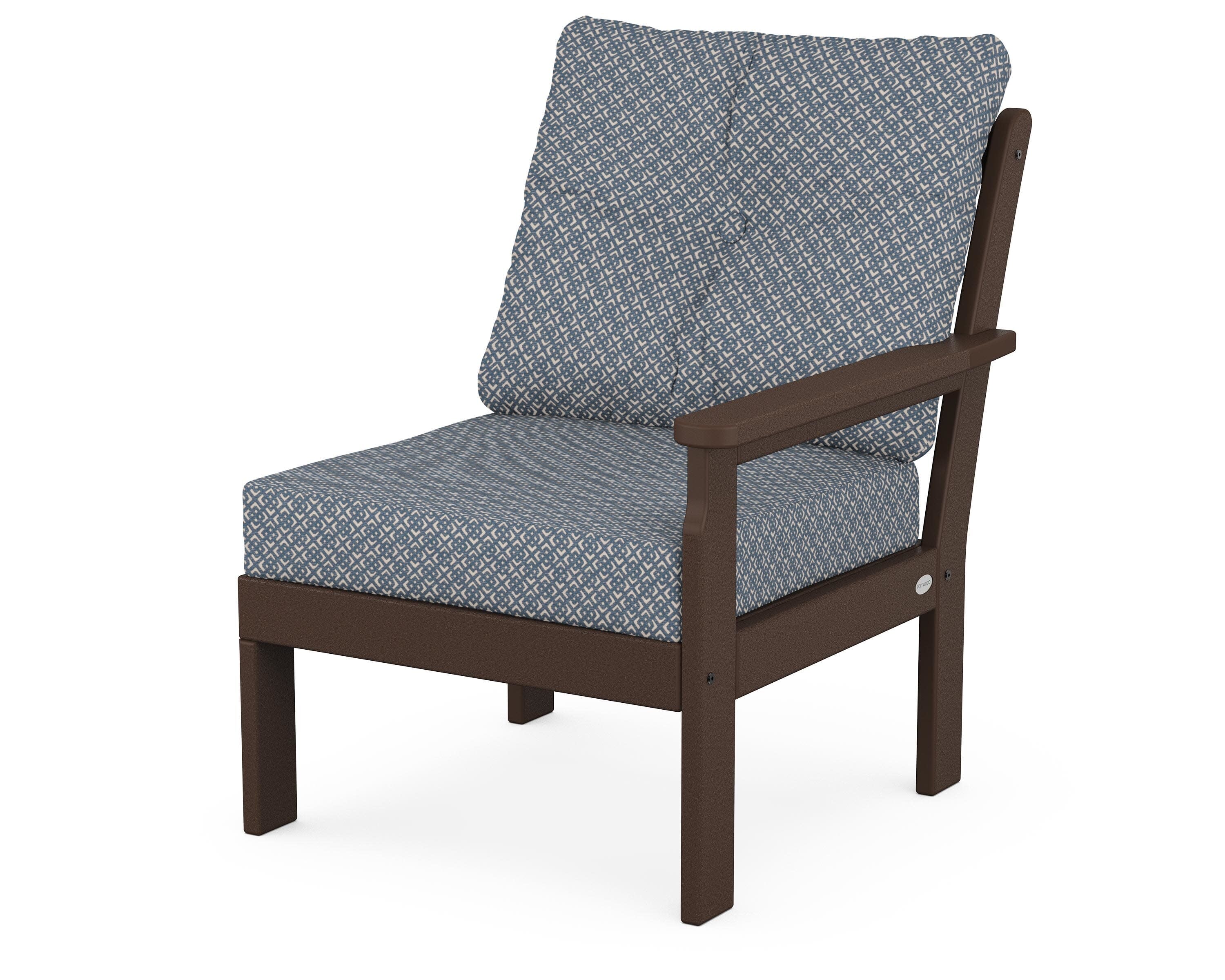 Vineyard Modular Right Arm Chair in Mahogany / Hopscotch
