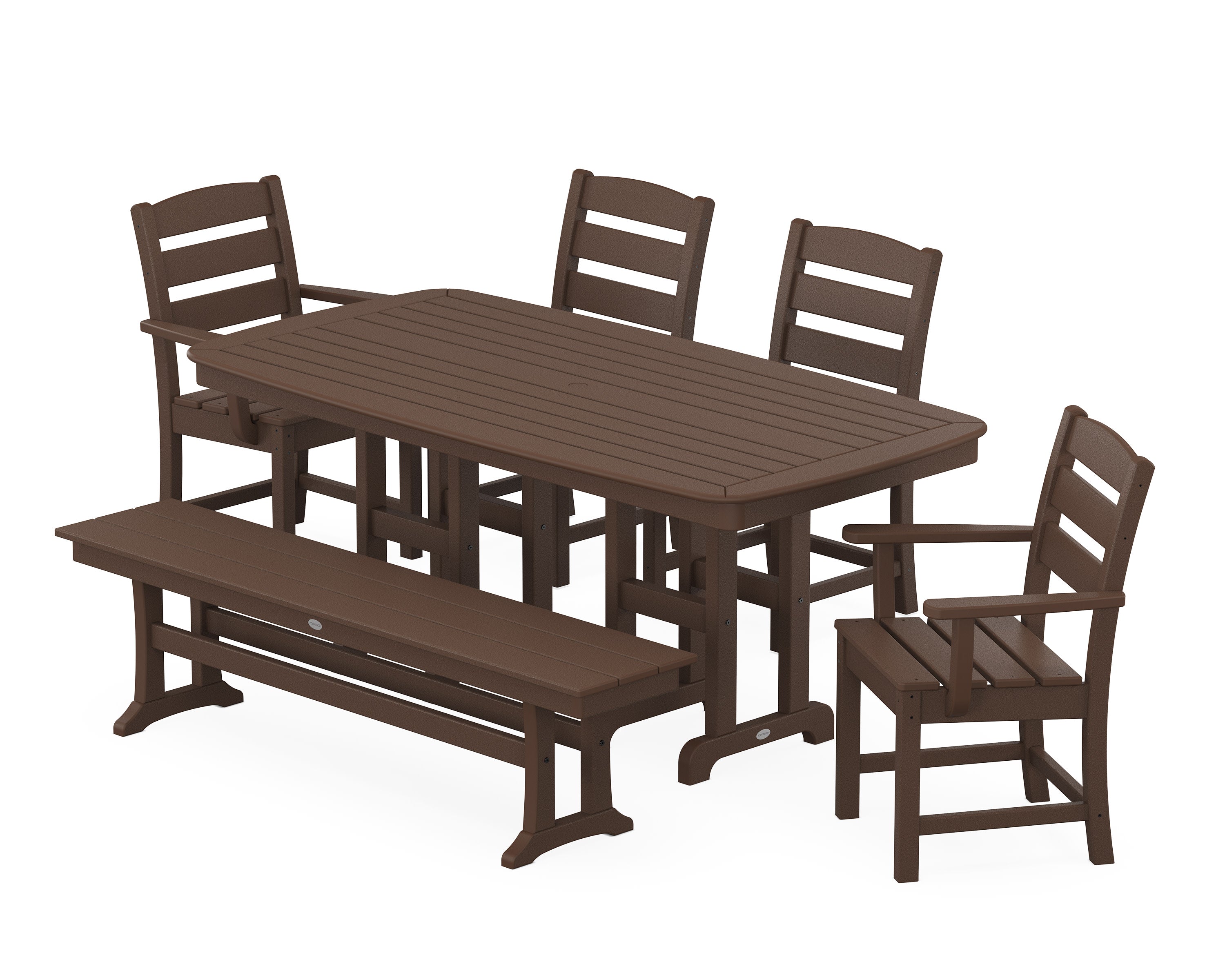 Lakeside 6-Piece Dining Set with Bench in Mahogany