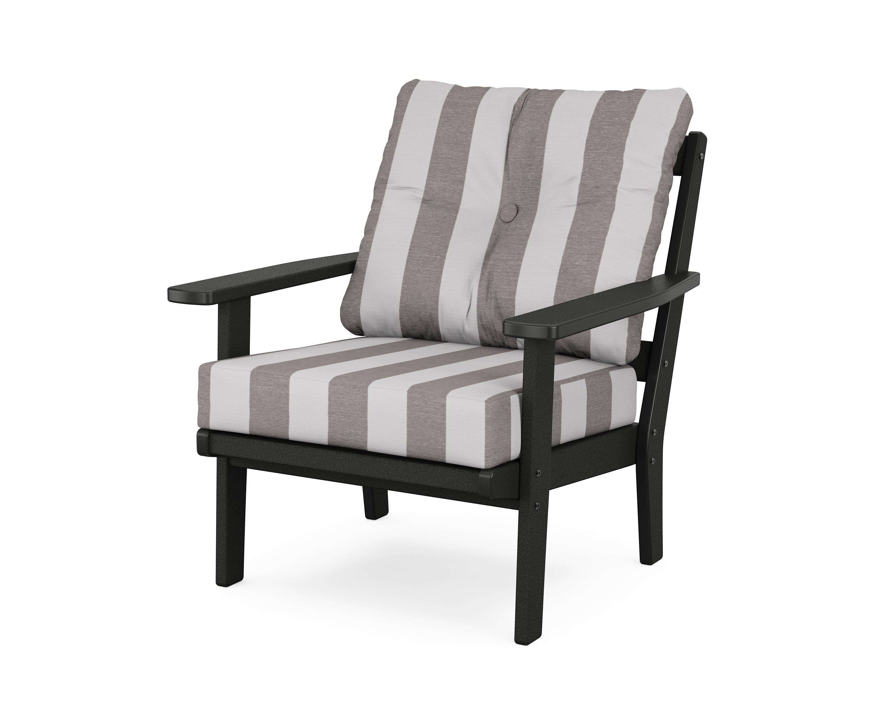 Oxford Deep Seating Chair in Black / Cabana Stripe Grey Mist