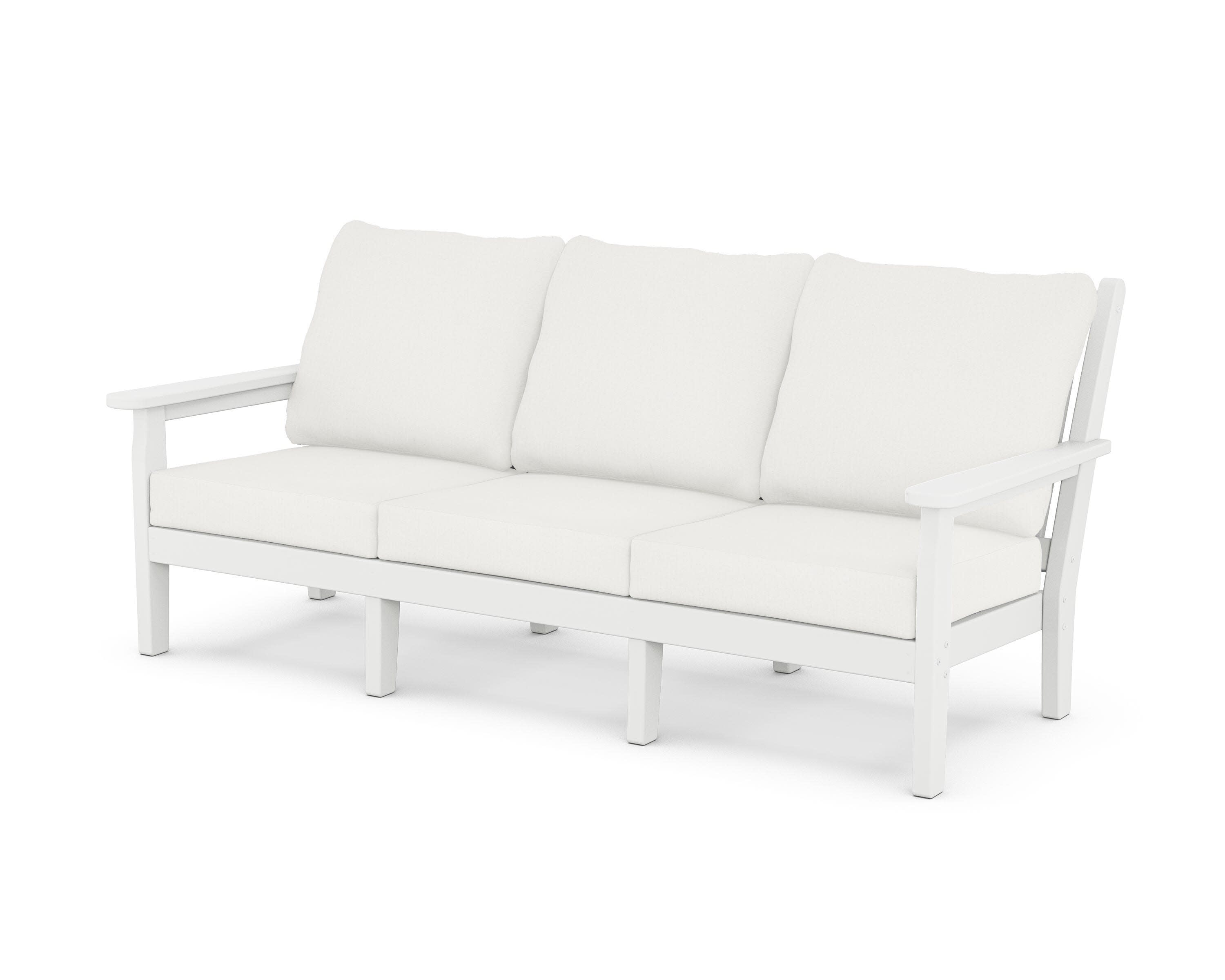 Chippendale Deep Seating Sofa in White / Natural Linen