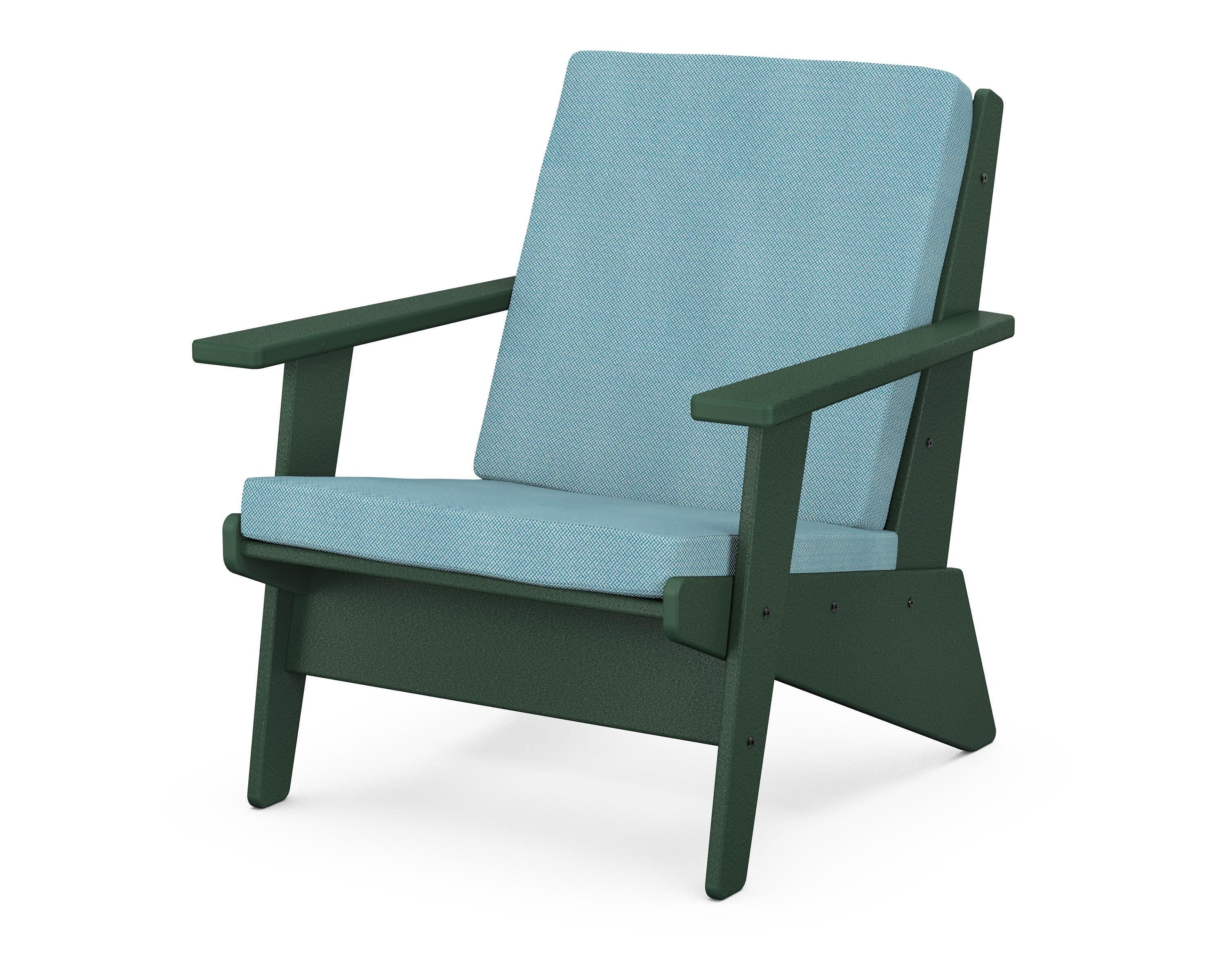 Riviera Modern Lounge Chair in Green / Lattice Sky Blue