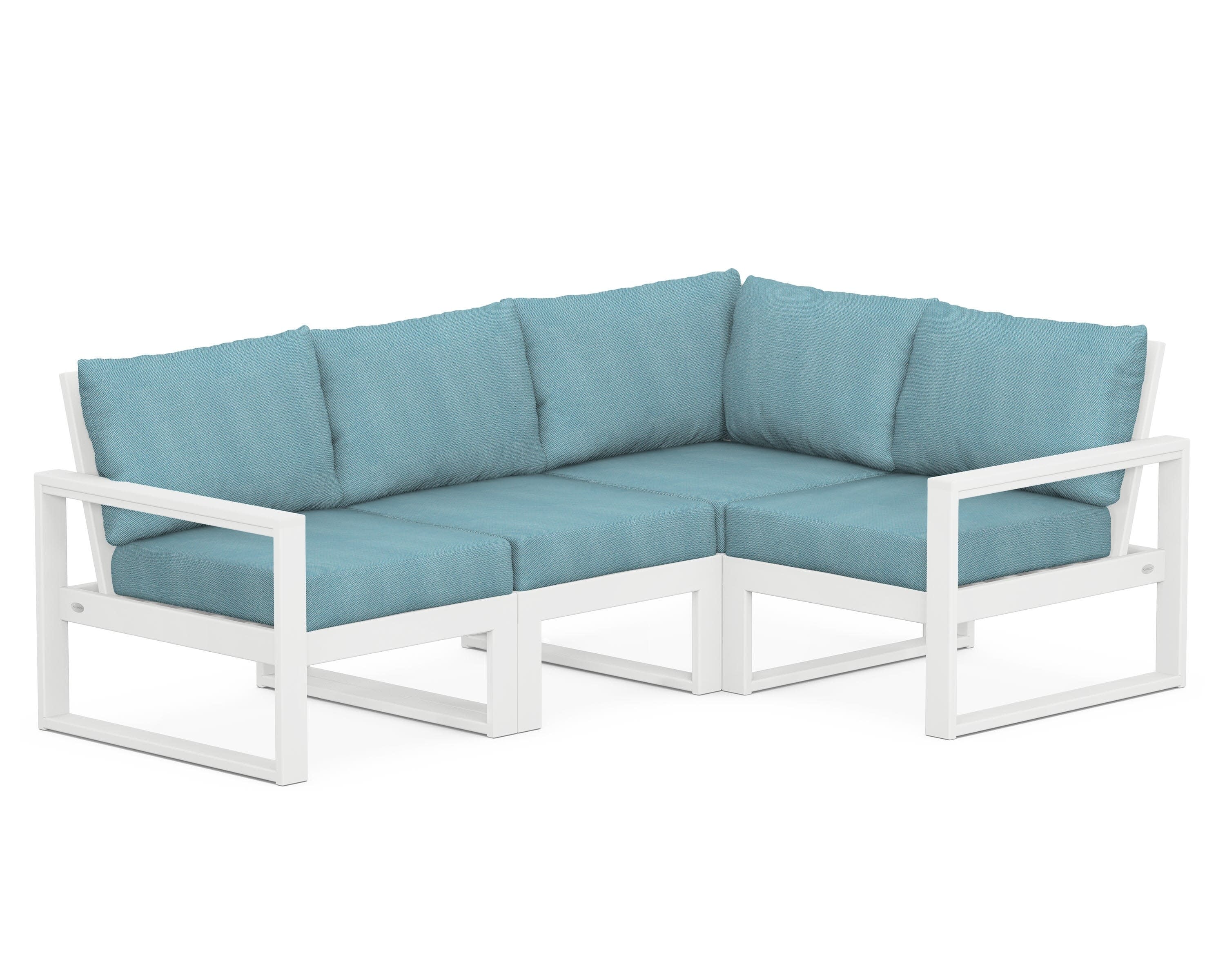 EDGE 4-Piece Modular Deep Seating Set in White / Lattice Sky Blue