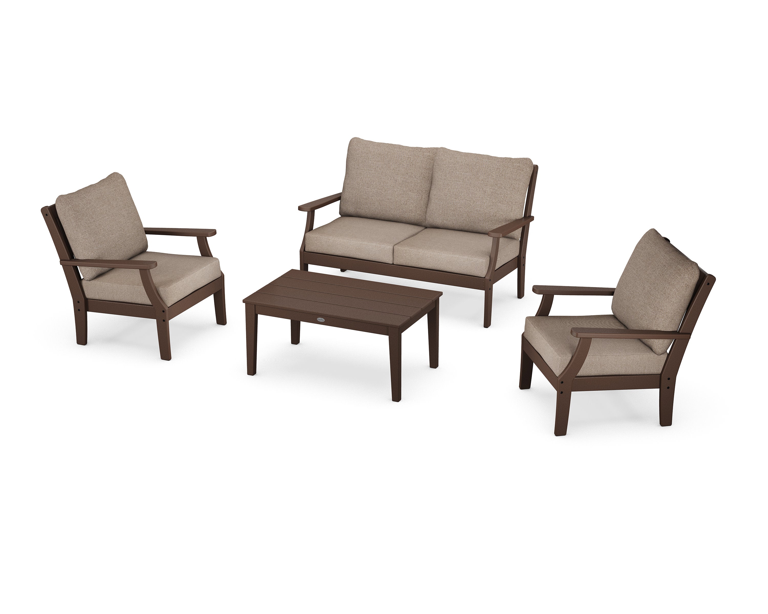 Braxton 4-Piece Deep Seating Chair Set in Mahogany / Spiced Burlap