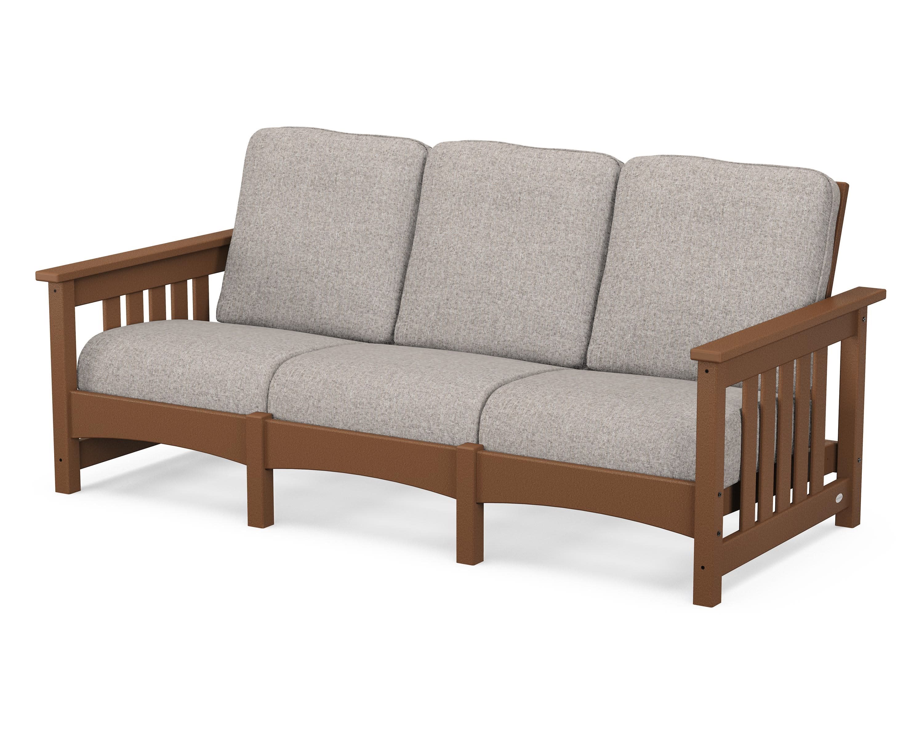 Club Mission Sofa in Teak / Weathered Tweed