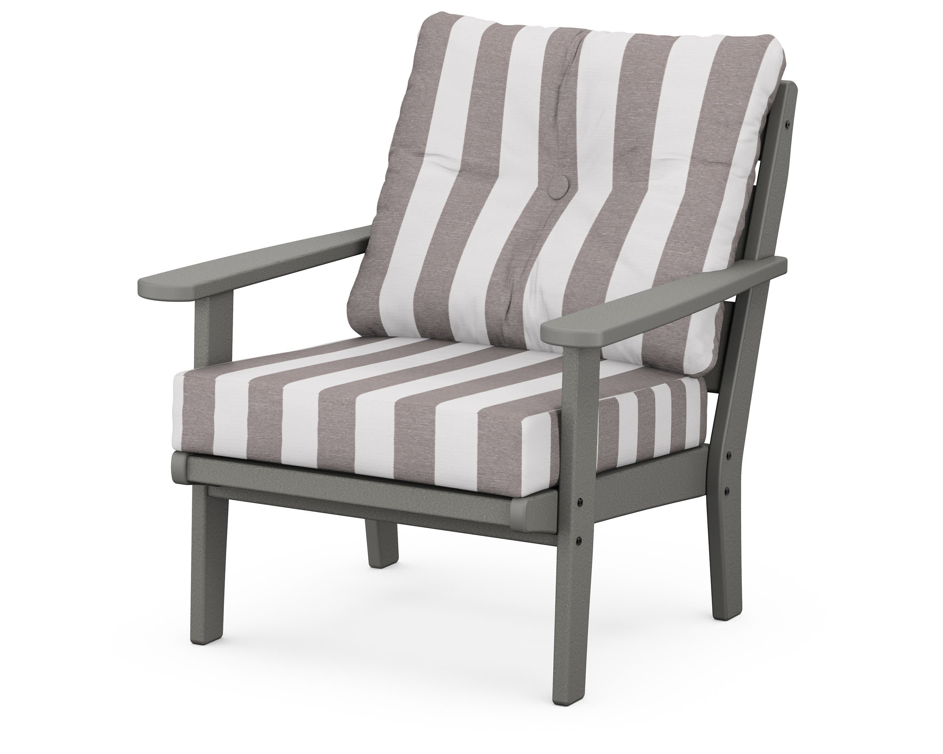 Lakeside Deep Seating Chair in Slate Grey / Cabana Stripe Grey Mist