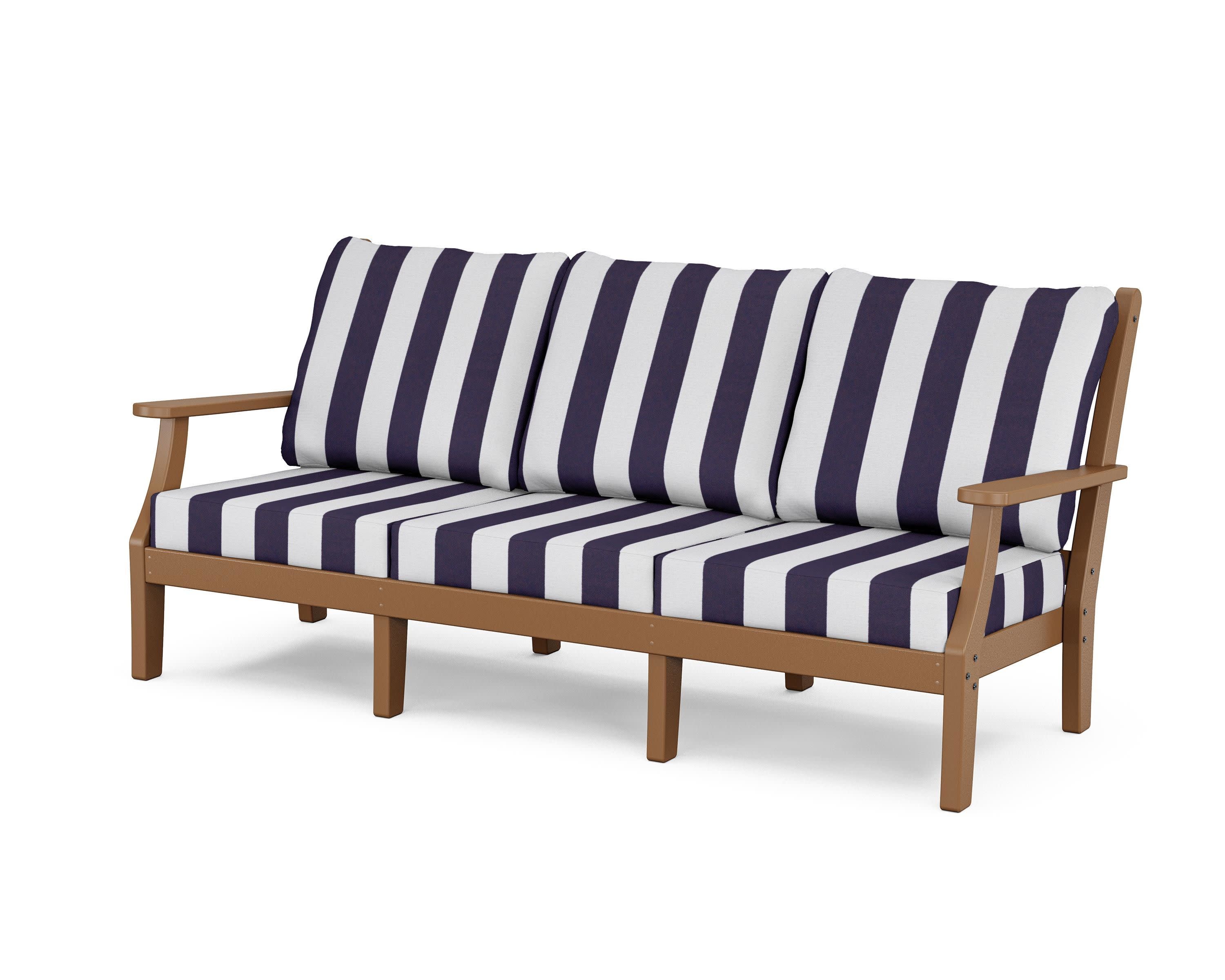 Wovendale Deep Seating Sofa in Teak / Cabana Stripe Navy