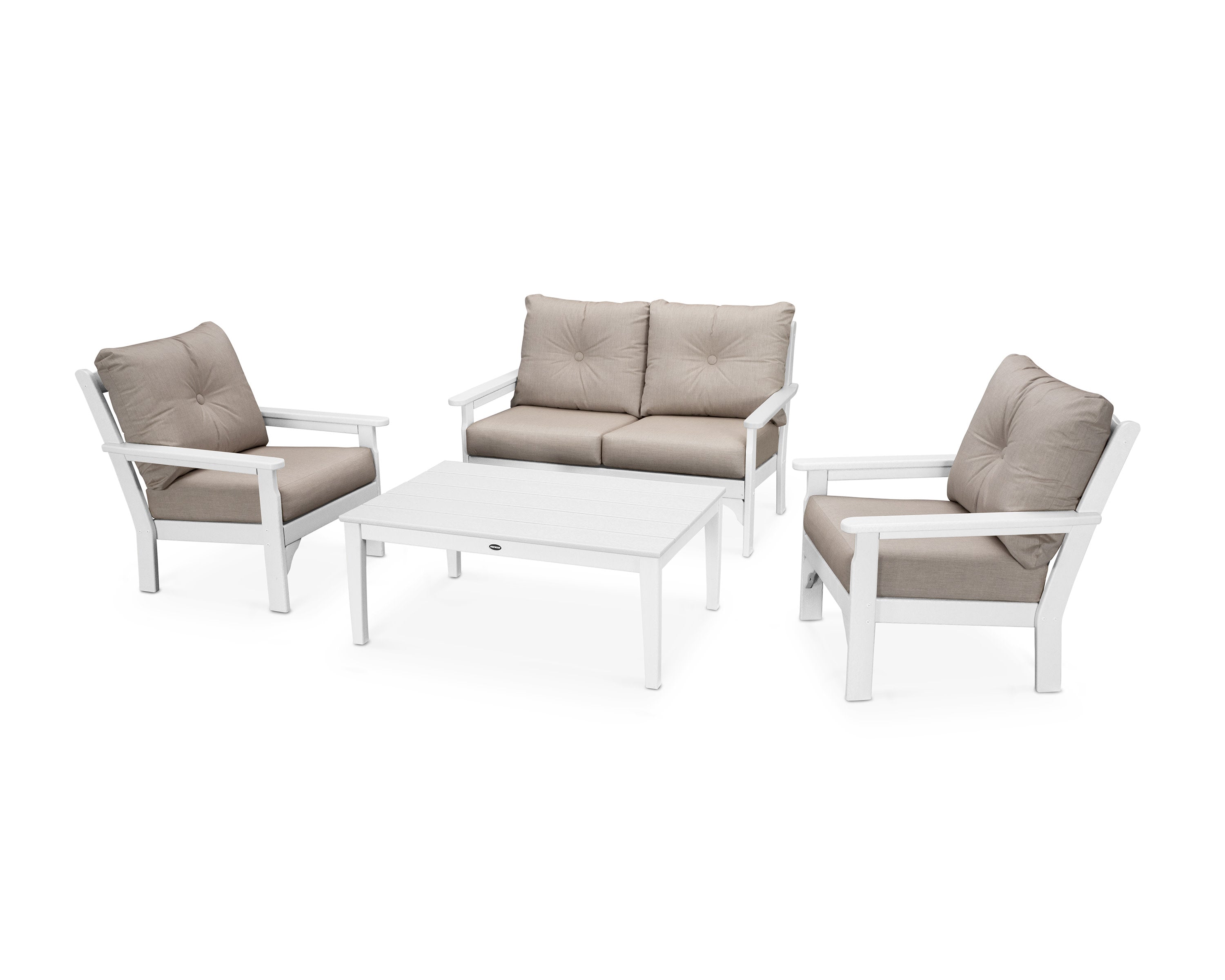 Vineyard 4-Piece Deep Seating Set in White / Cast Ash