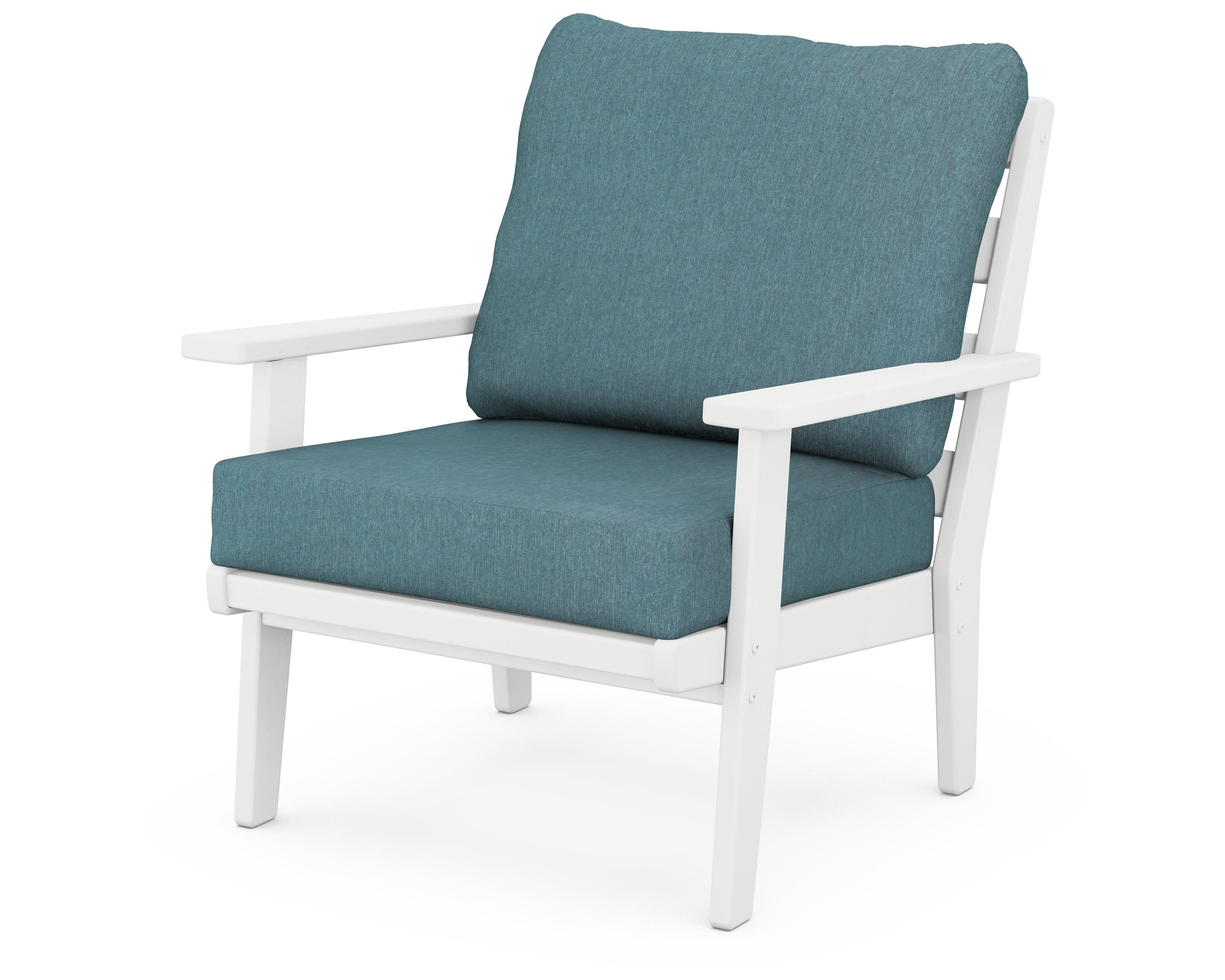 Grant Park Deep Seating Chair in White / Ocean Teal