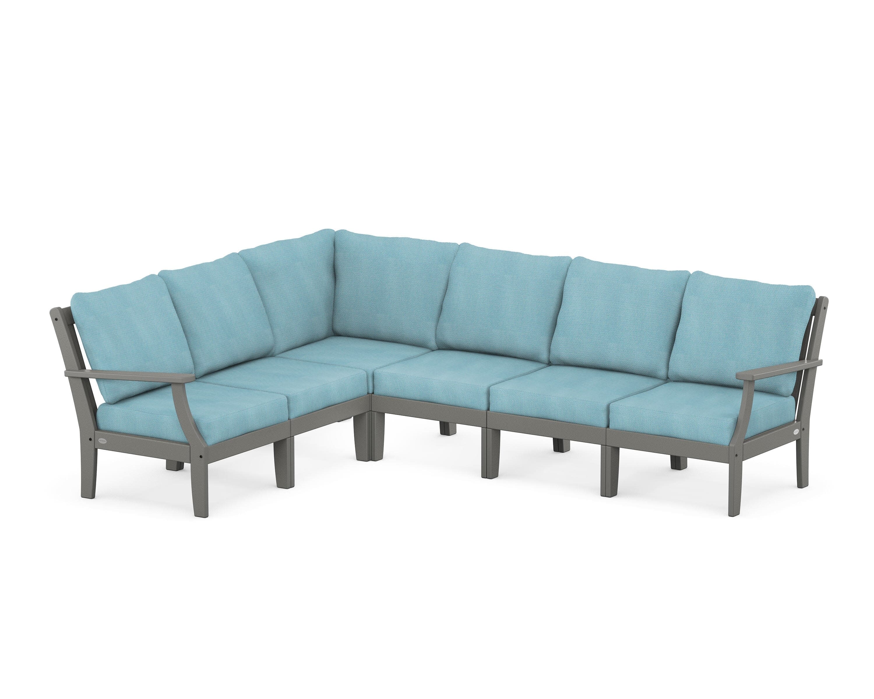 Braxton Modular 6-Piece Deep Seating Set in Slate Grey / Lattice Sky Blue
