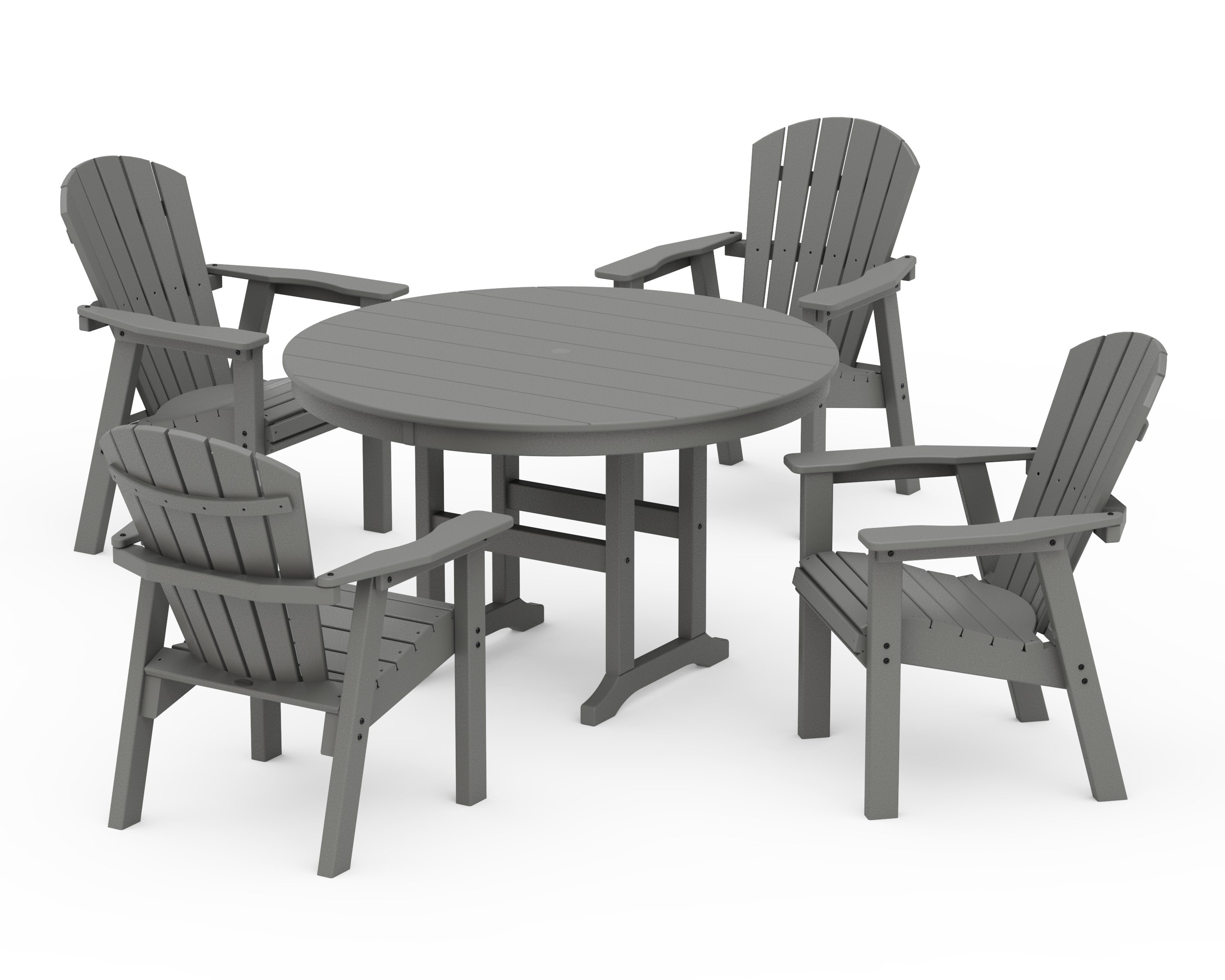 Seashell 5-Piece Round Farmhouse Dining Set in Slate Grey