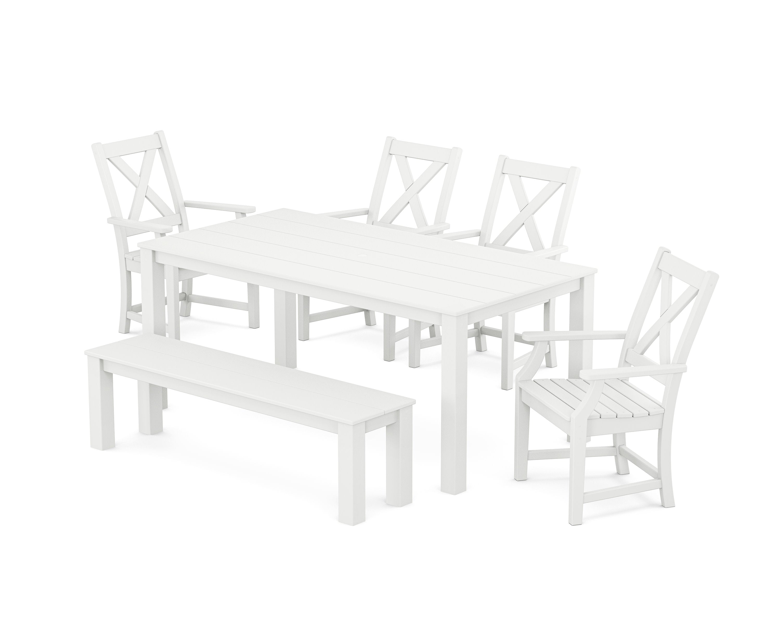Braxton 6-Piece Parsons Dining Set with Bench in White