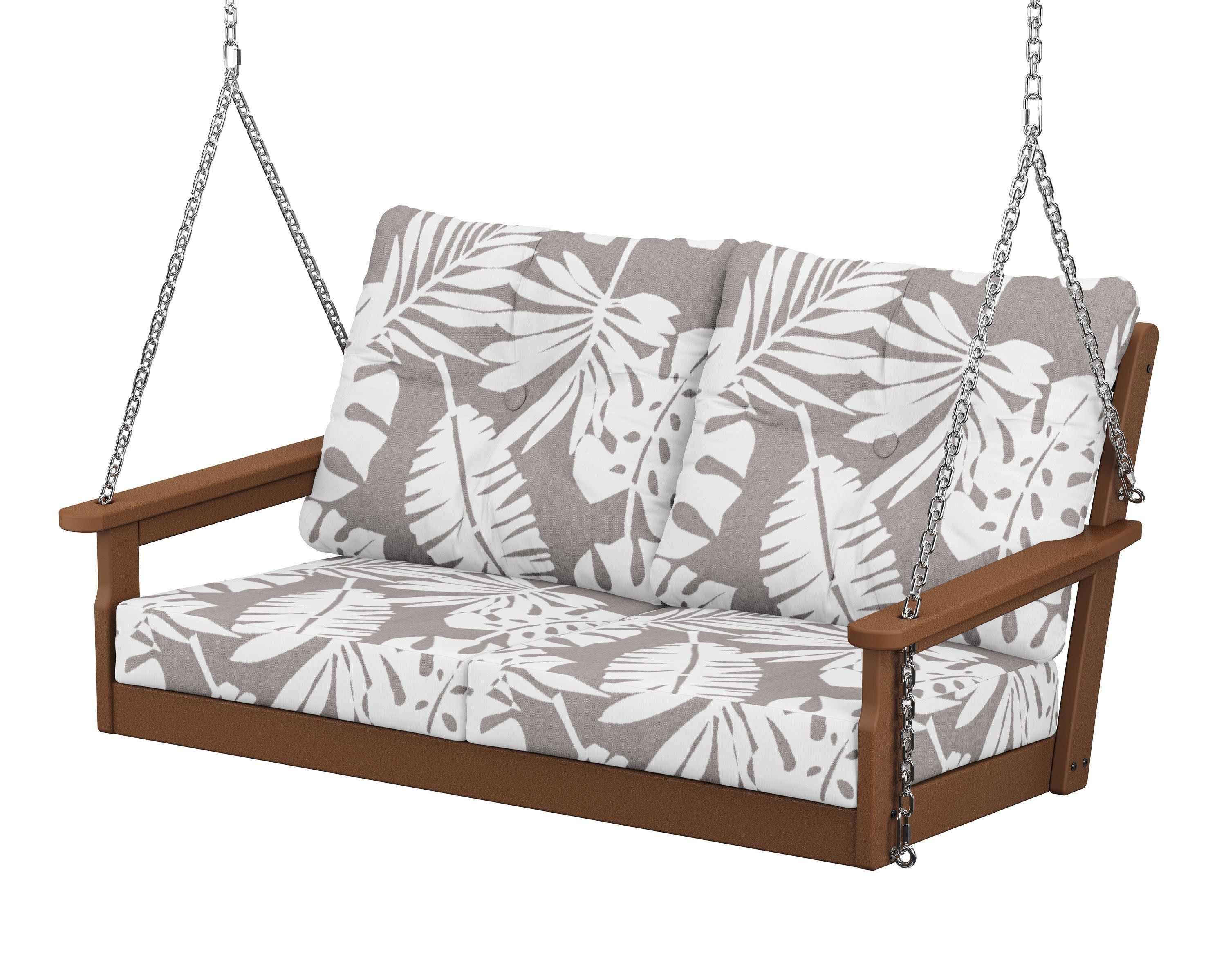 Vineyard Deep Seating Swing in Teak / Leaf Grey Mist