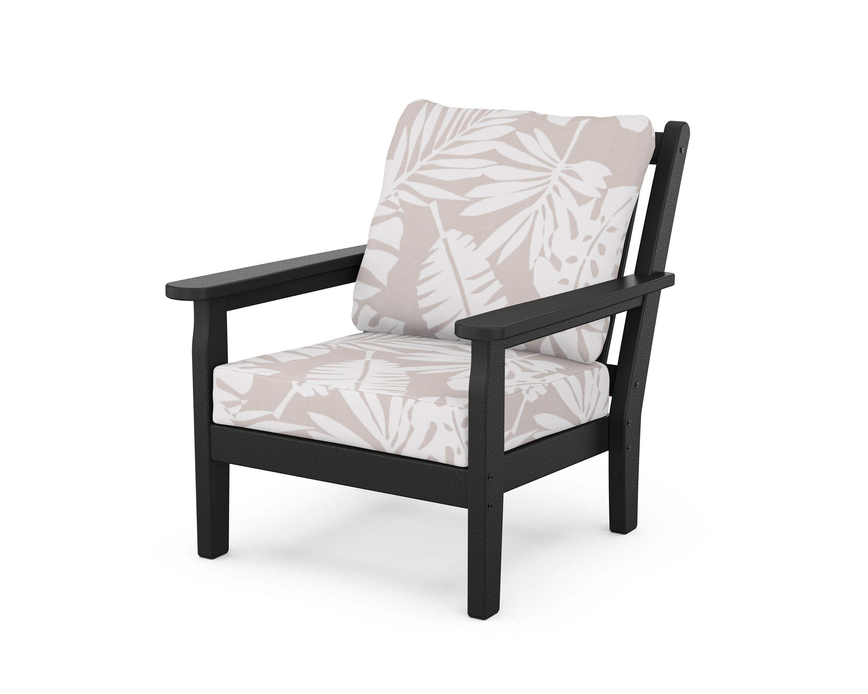 Chippendale Deep Seating Chair in Black / Leaf Dune Burlap
