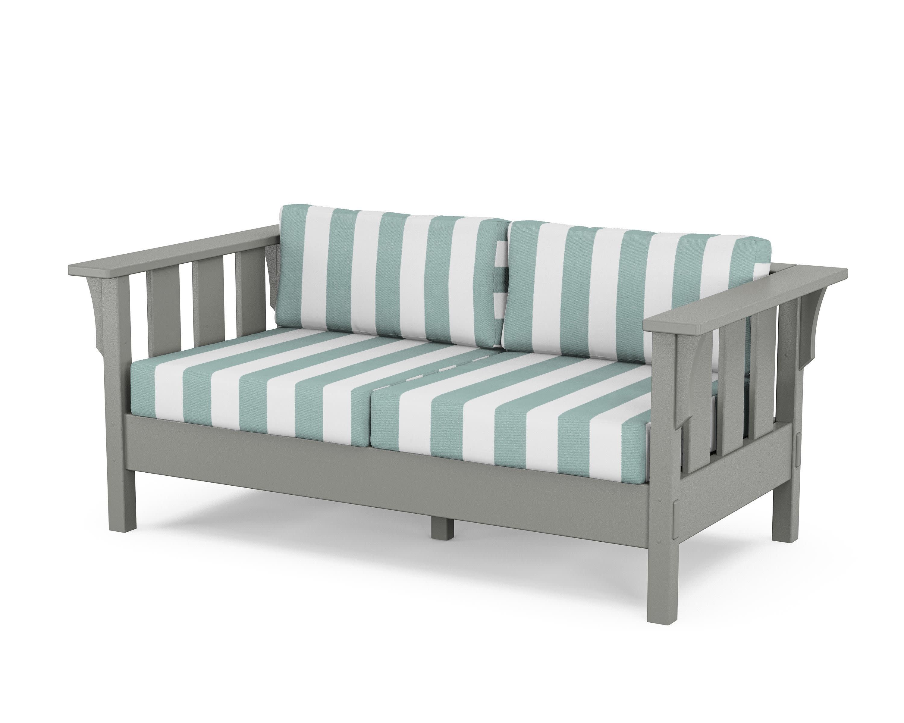 Acadia Deep Seating Loveseat in Slate Grey / Cabana Stripe Glacier Spa