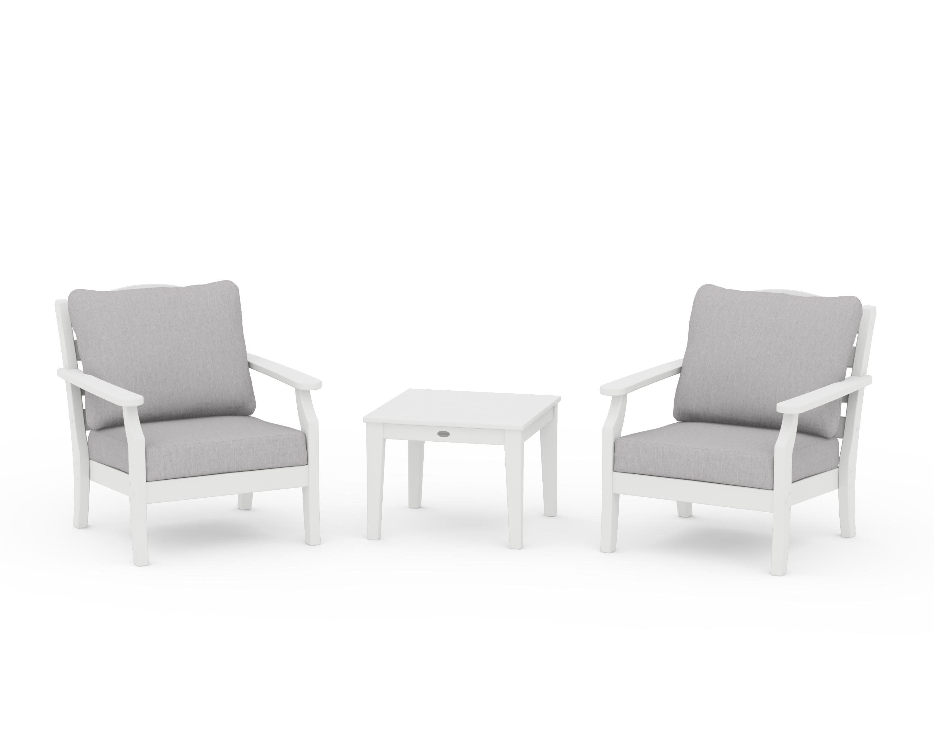 Savannah 3-Piece Deep Seating Set in White / Granite