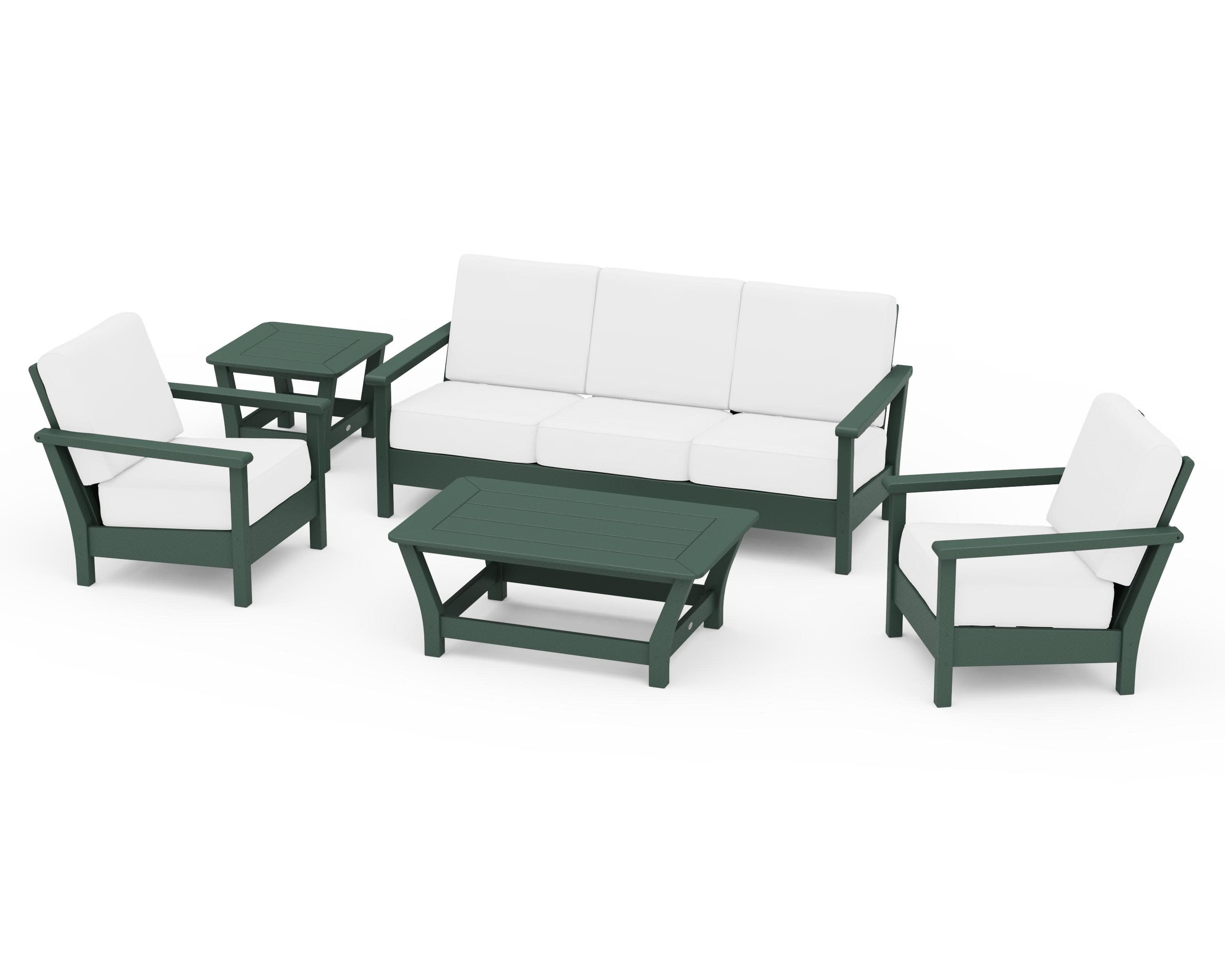 Harbour 5-Piece Deep Seating Set in Green / Natural