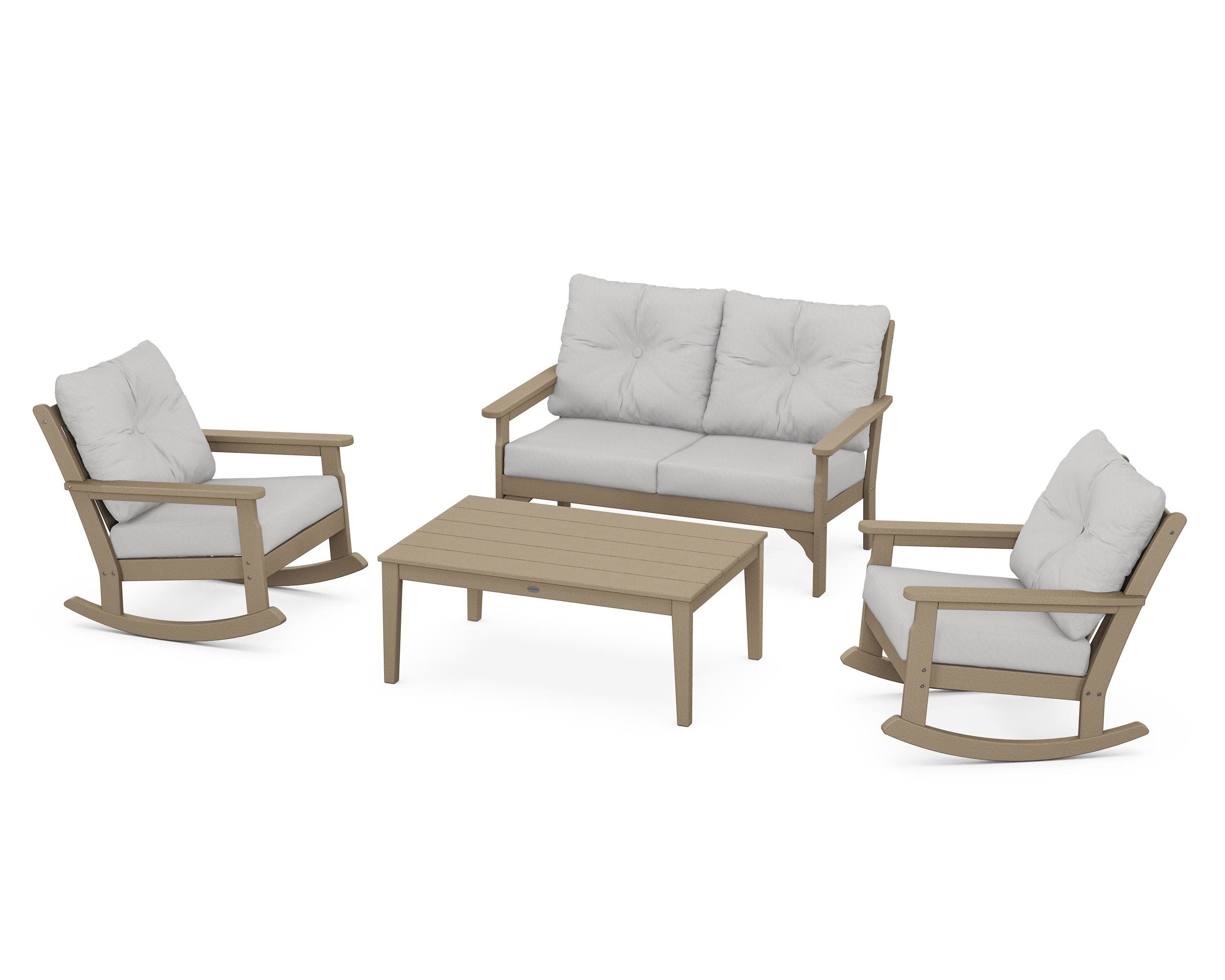 Vineyard 4-Piece Deep Seating Rocking Chair Set in Vintage Sahara / Diamond in the Rough
