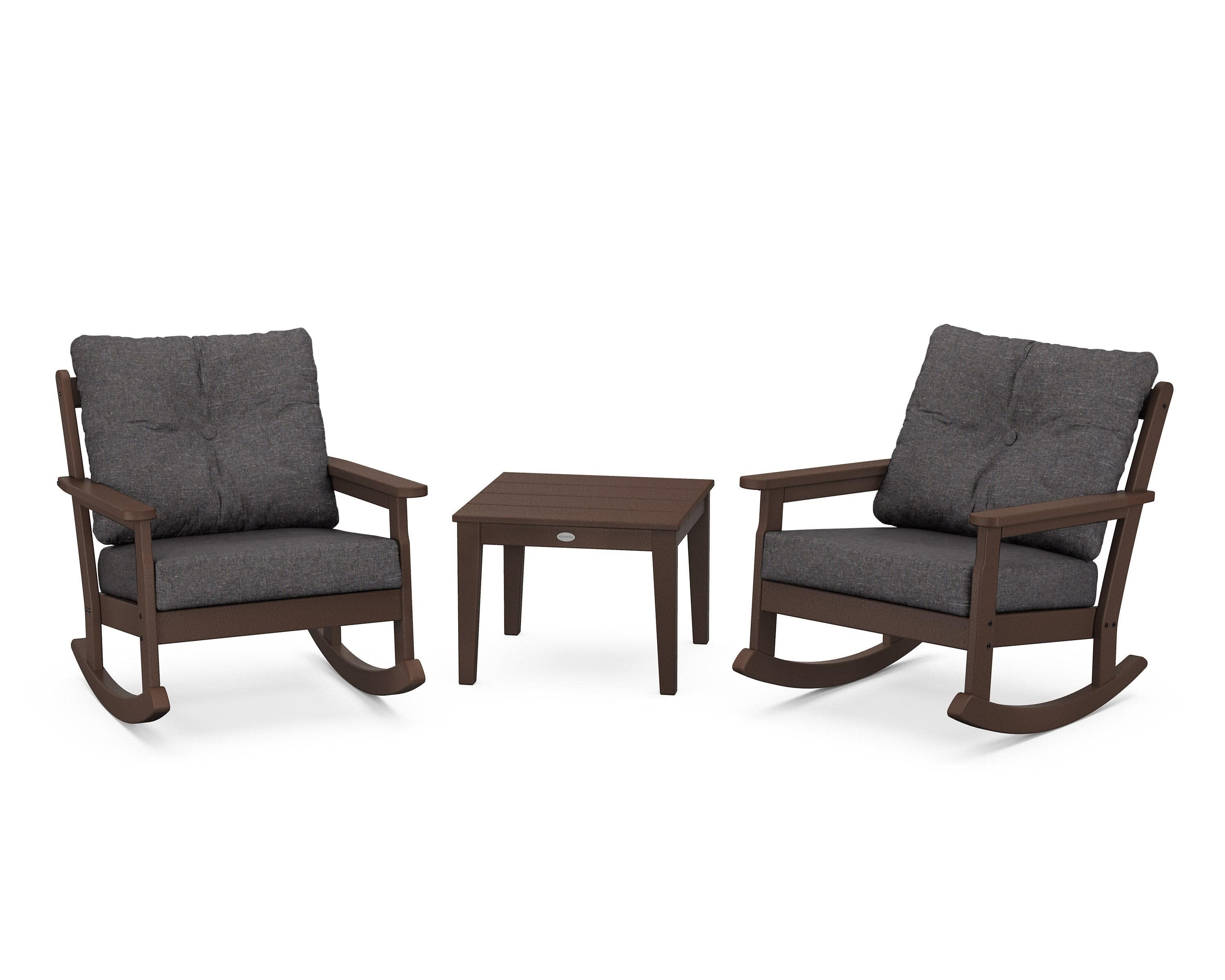 Vineyard 3-Piece Deep Seating Rocker Set in Mahogany / Ash Charcoal