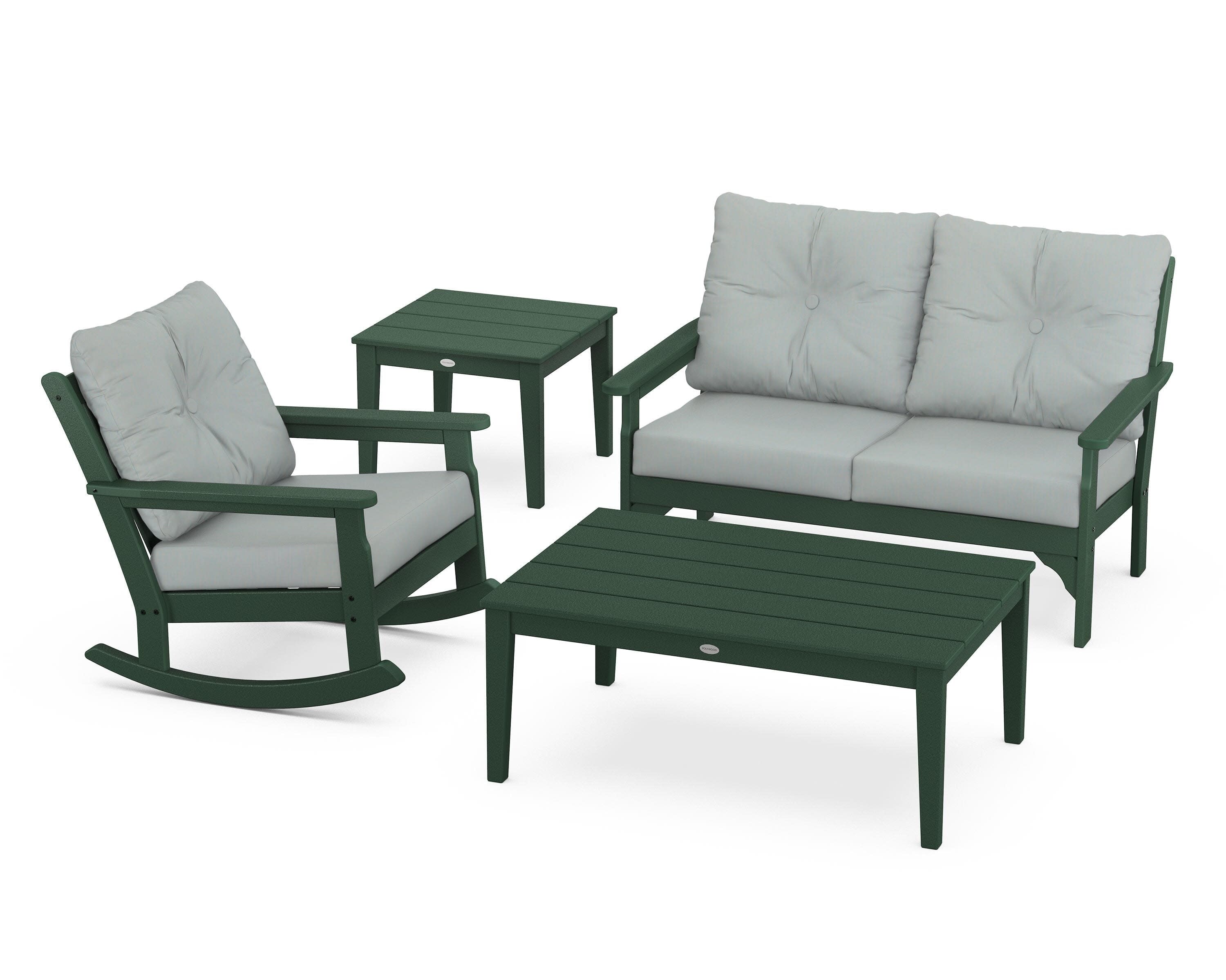 Vineyard 4-Piece Deep Seating Rocker Set in Green / Spa