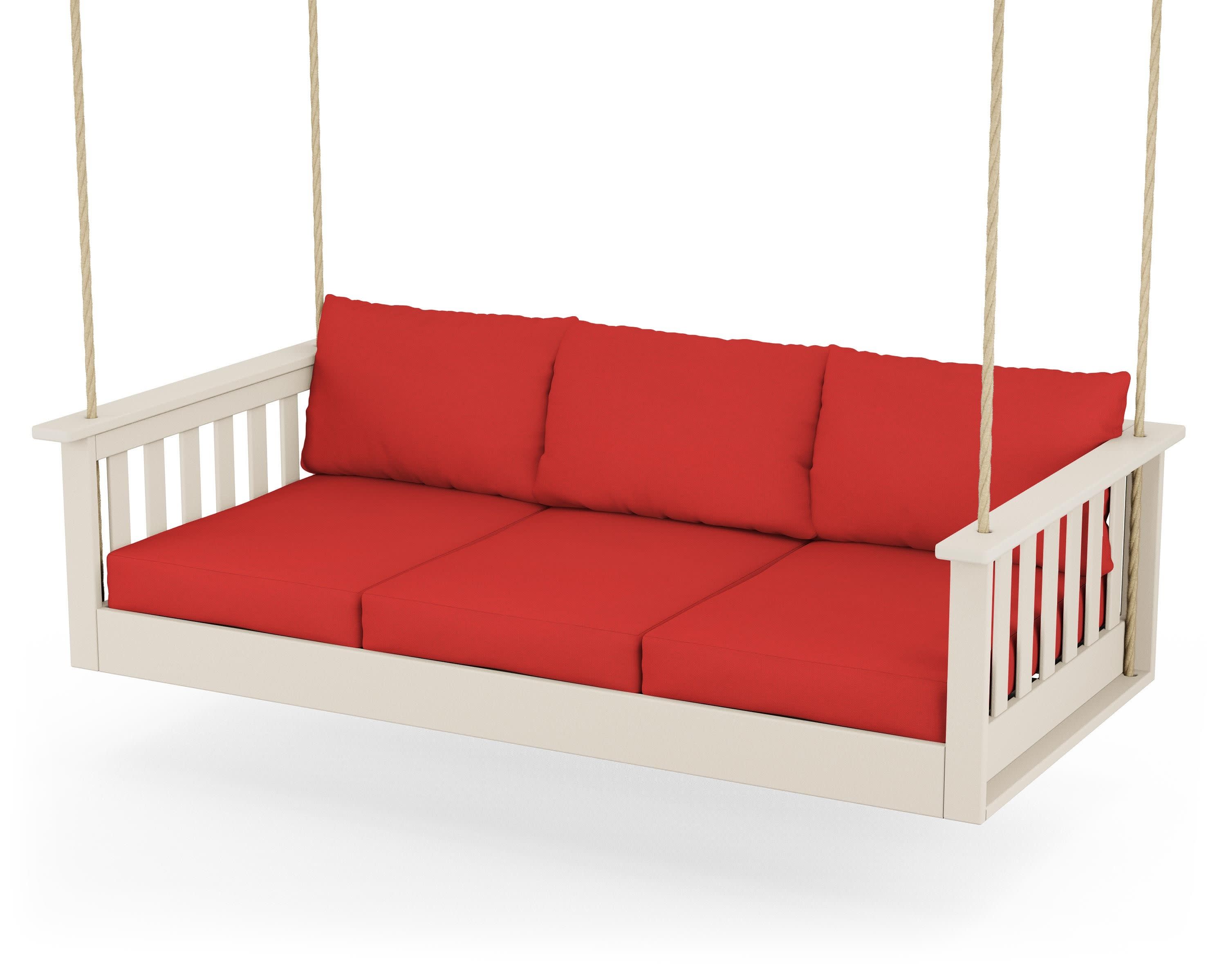 Vineyard Daybed Swing in Sand / Crimson Linen