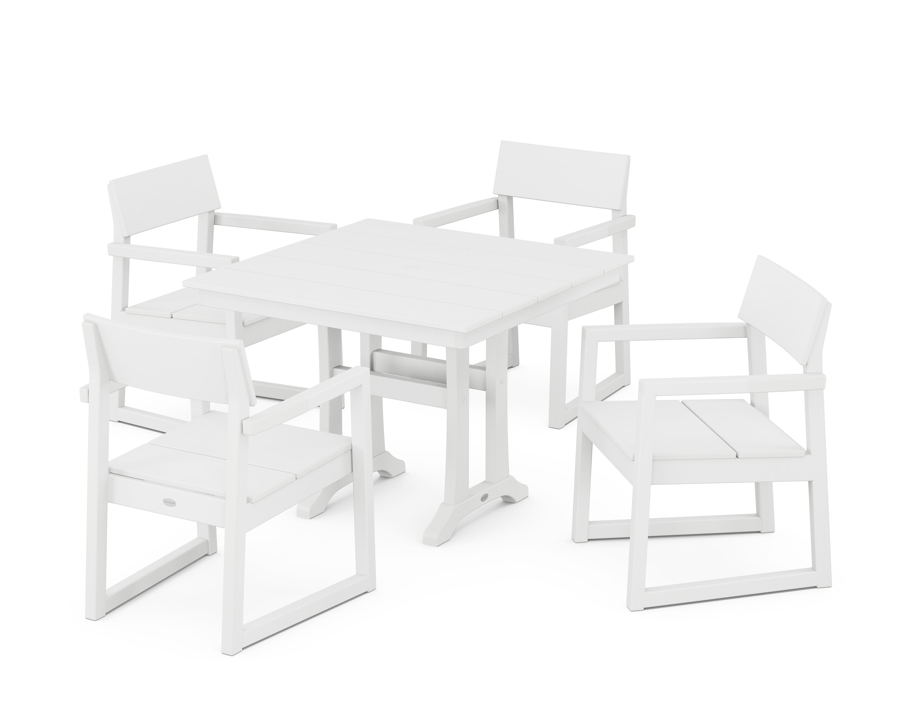 EDGE 5-Piece Farmhouse Dining Set With Trestle Legs in White