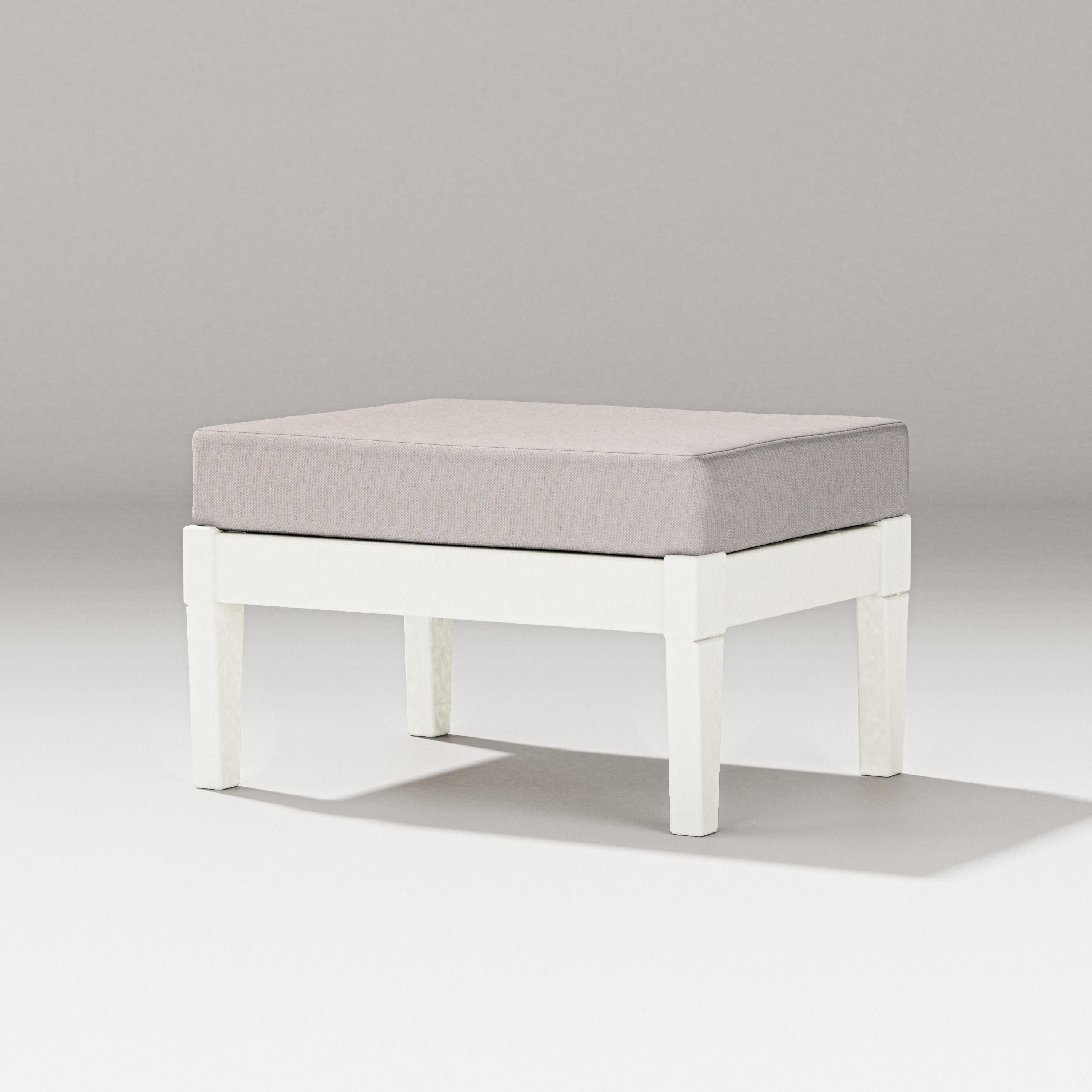 Estate Lounge Ottoman in Vintage White / Dune Burlap