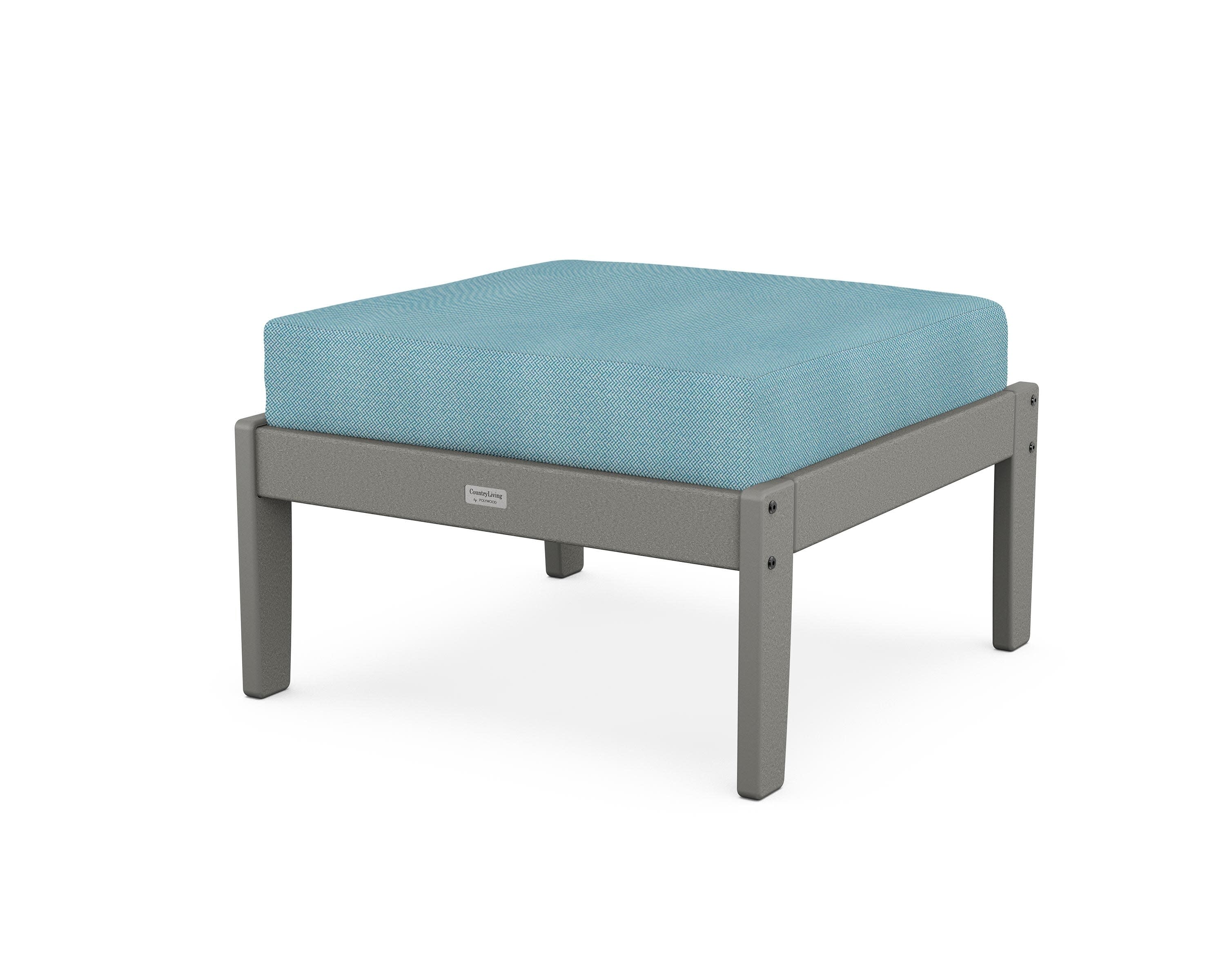 Cottage Deep Seating Ottoman in Slate Grey / Lattice Sky Blue