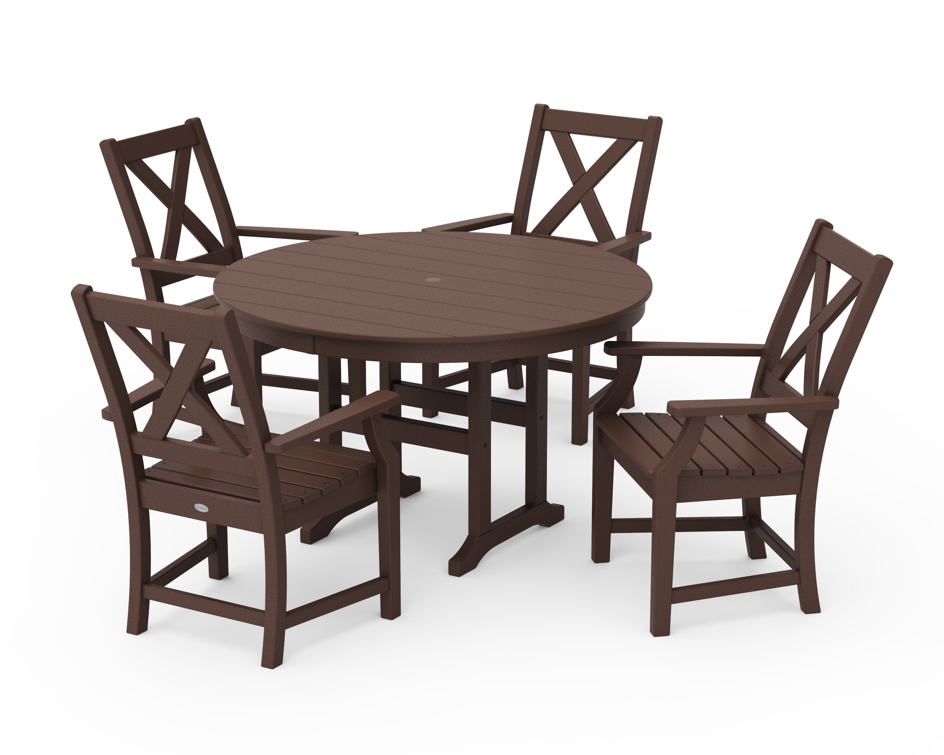 Braxton 5-Piece Round Farmhouse Dining Set in Mahogany