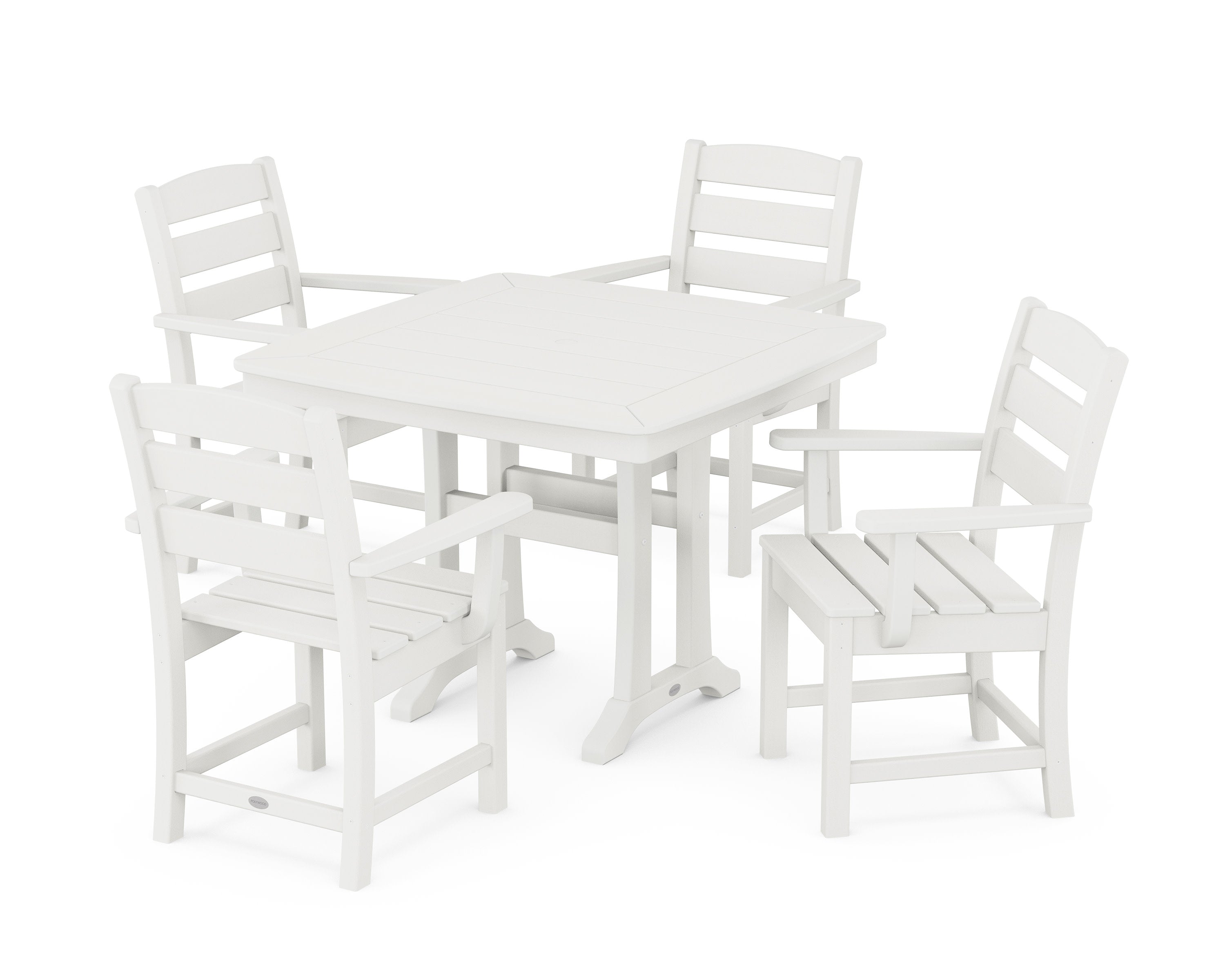 Lakeside 5-Piece Dining Set with Trestle Legs in Vintage White