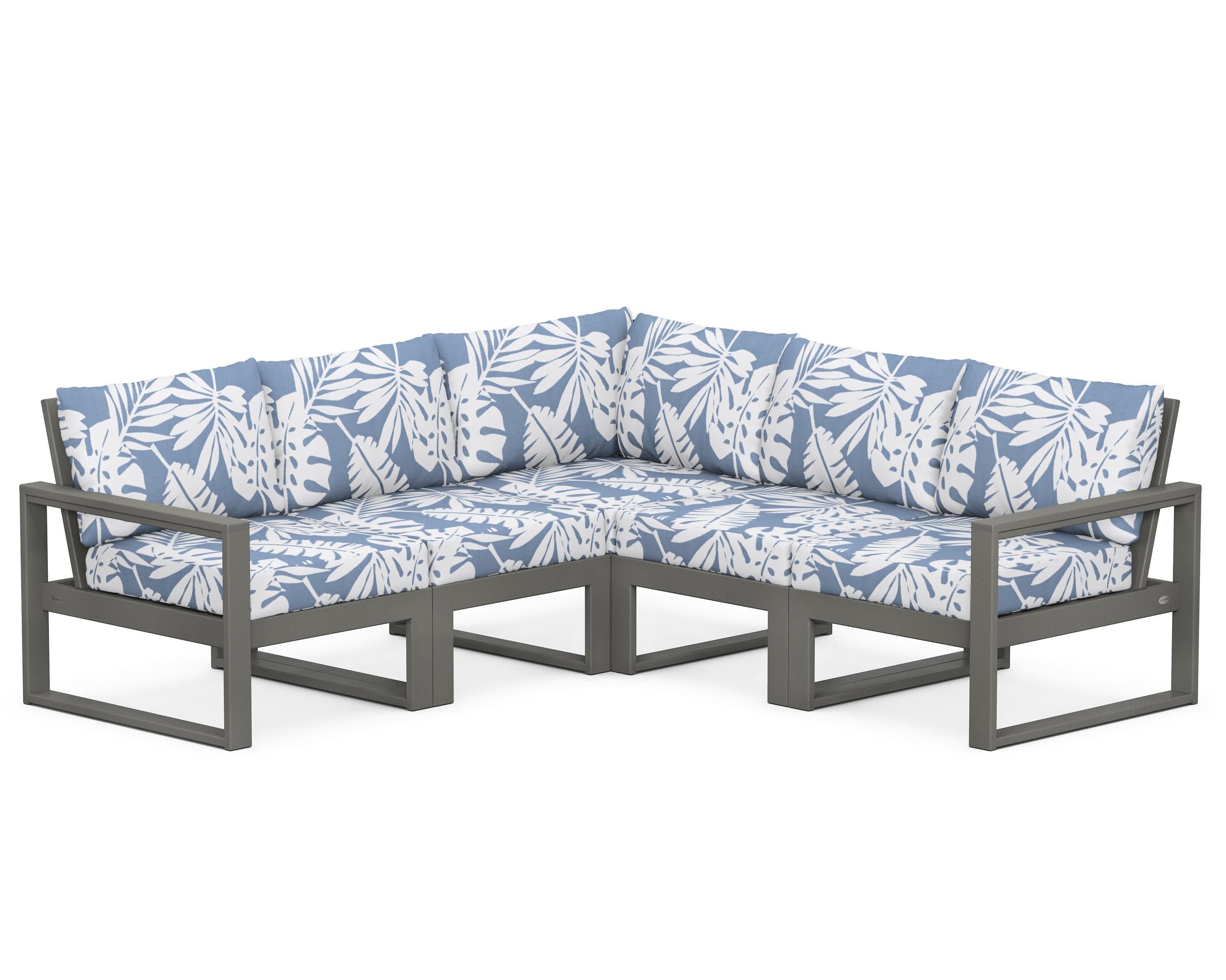 EDGE 5-Piece Modular Deep Seating Set in Slate Grey / Leaf Sky Blue