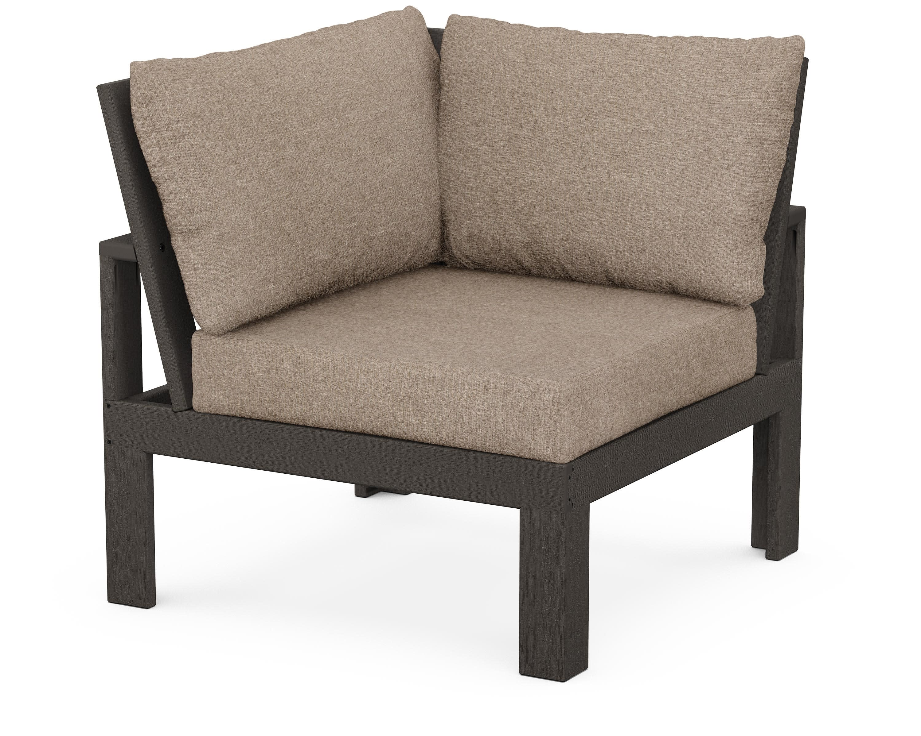 Modular Corner Chair in Vintage Coffee / Spiced Burlap