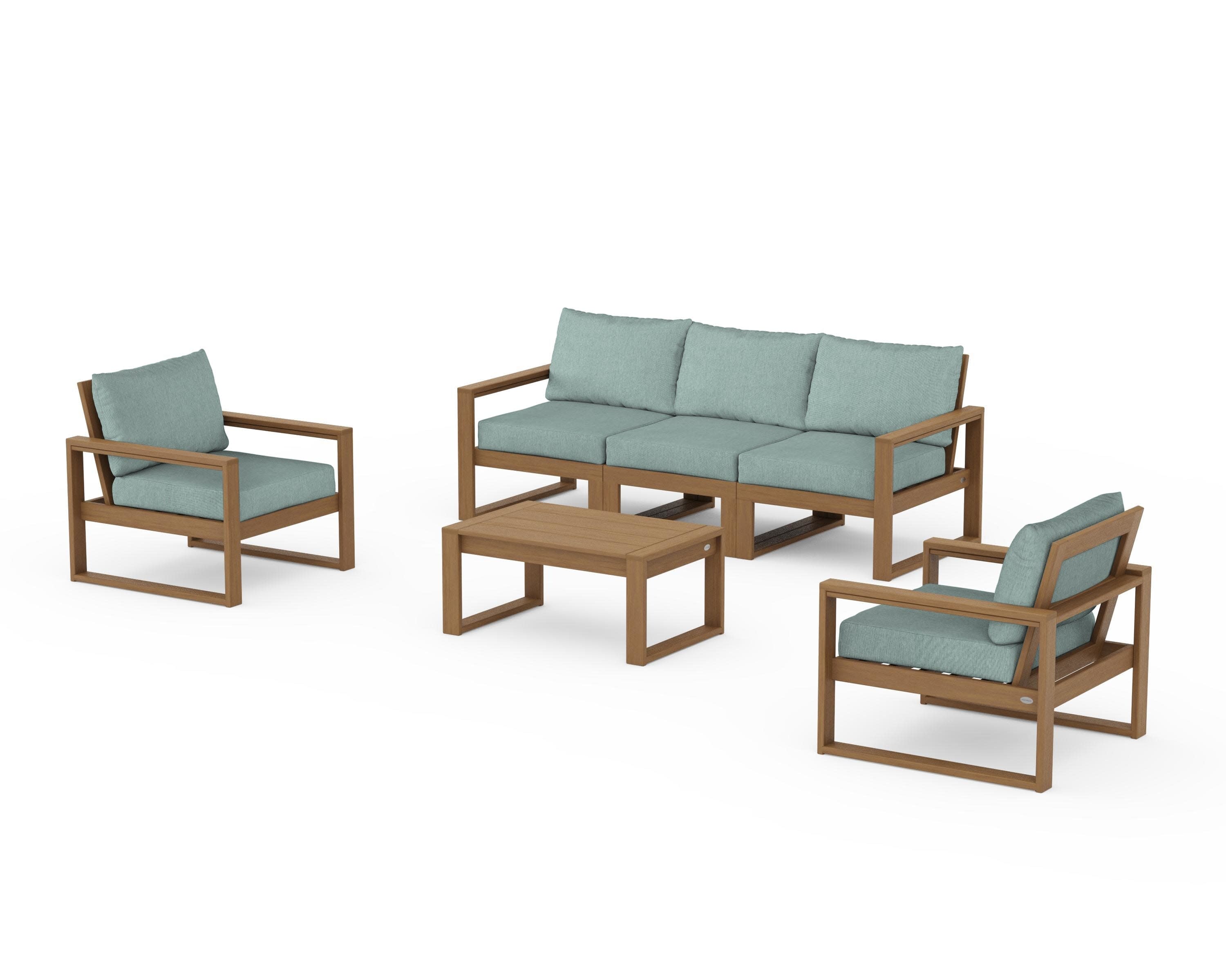 EDGE Sectional 4-Piece Deep Seating Set with Sofa in Natural / Glacier Spa