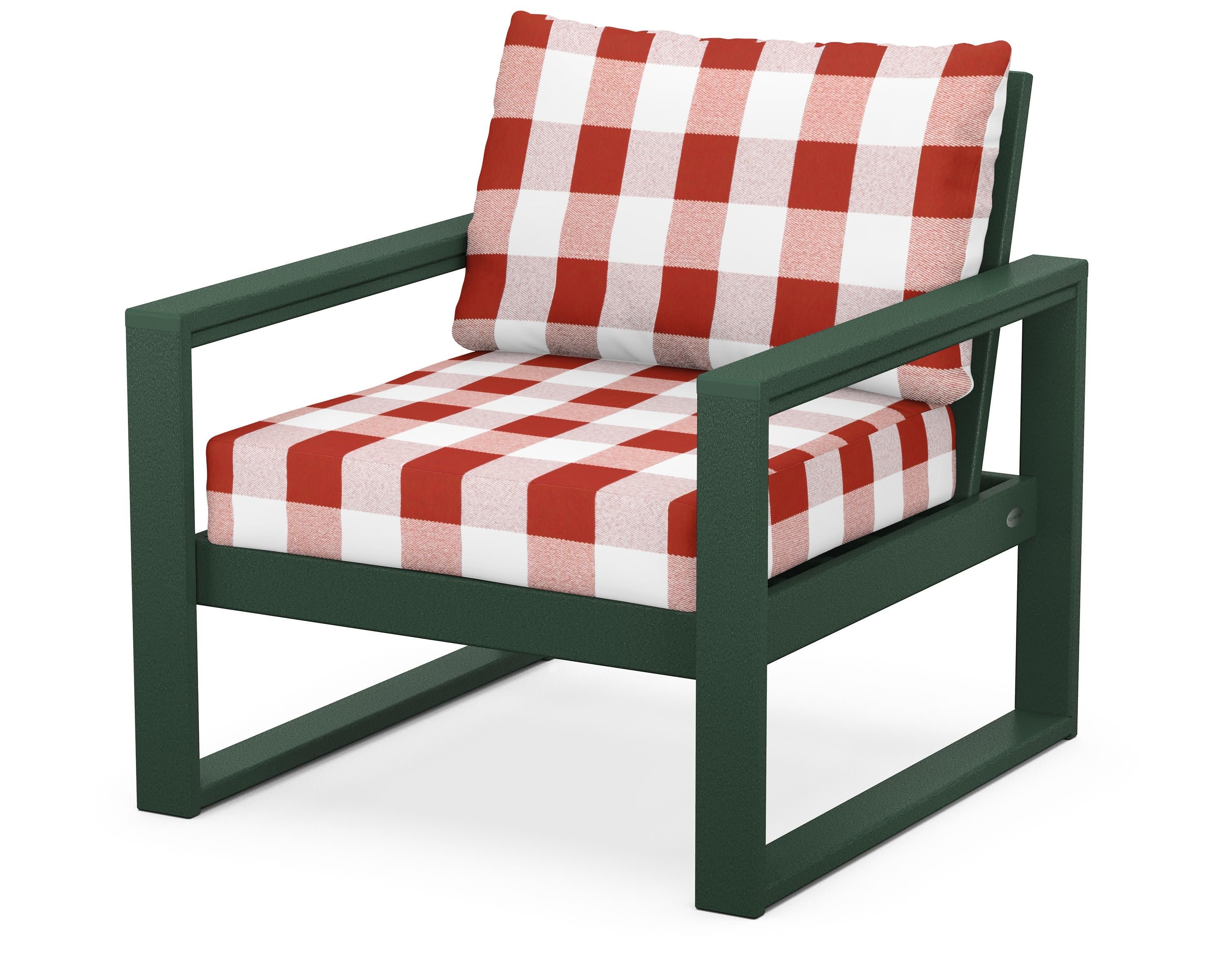 EDGE Club Chair in Green / Buffalo Plaid Crimson
