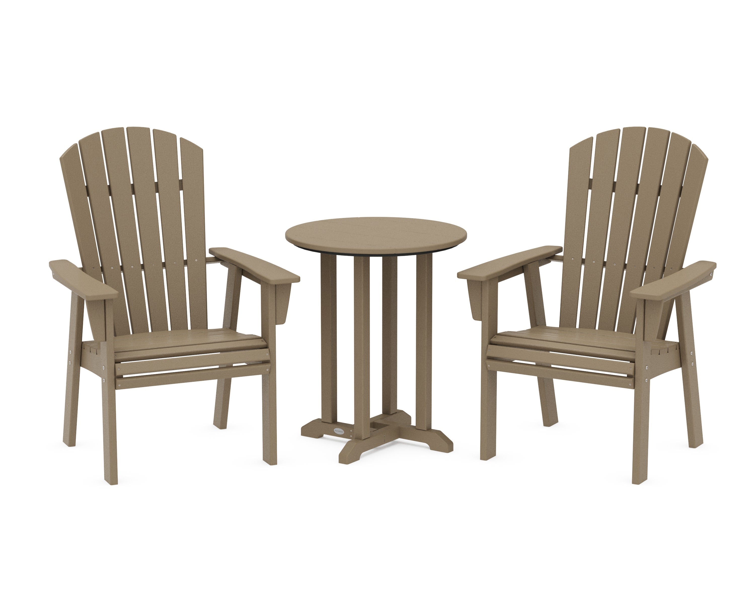 Nautical Adirondack 3-Piece Round Bistro Dining Set in Vintage Sahara