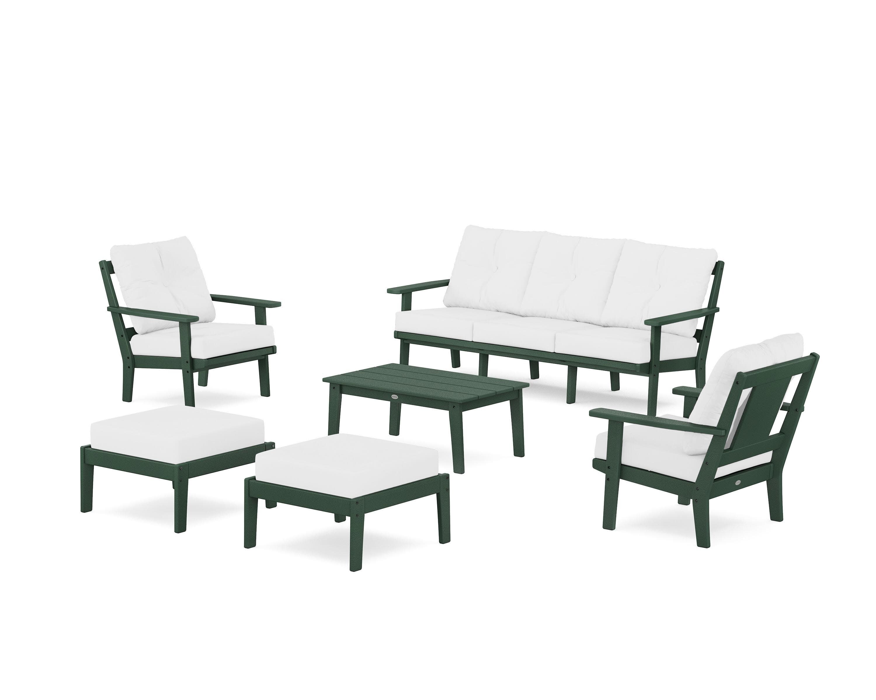 Prairie 6-Piece Lounge Sofa Set in Green / Natural