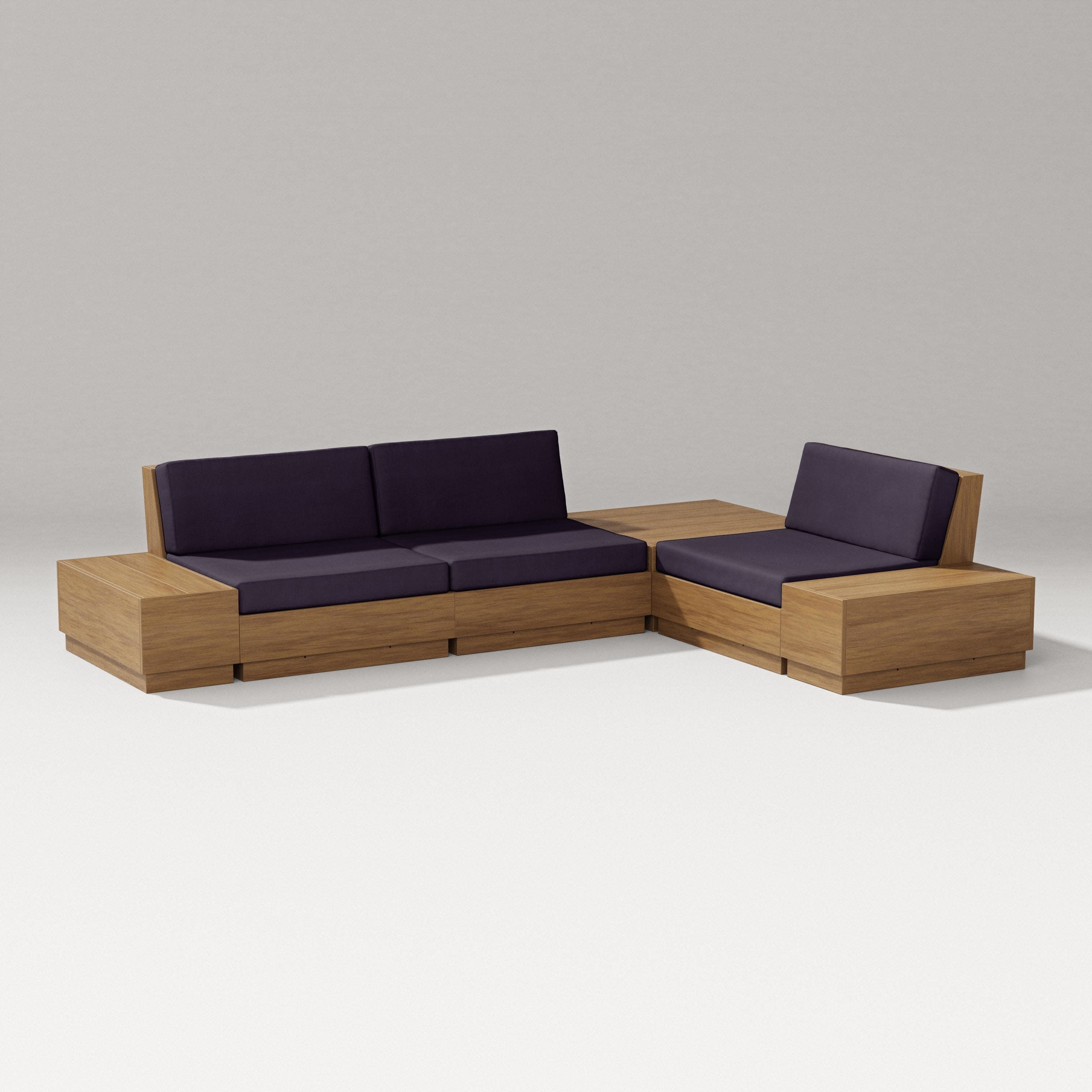 Elevate 6-Piece Corner Sectional in Natural / Navy Linen