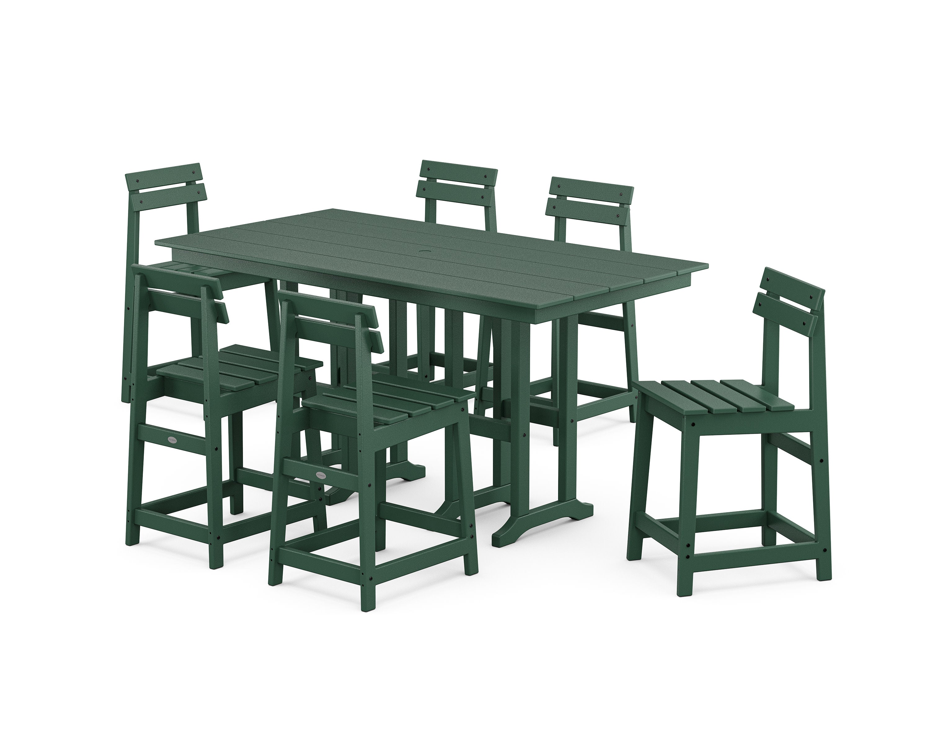 Modern Studio Plaza Counter Chair 7-Piece Set in Green
